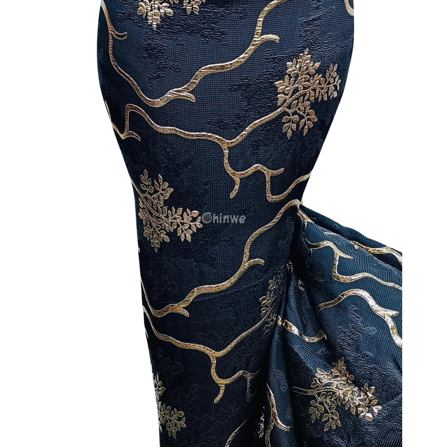 Jacquard Brocade Fabric with Metallic Floral Vines and Raised Texture Available in 7 Luxe Colors African Wax Print