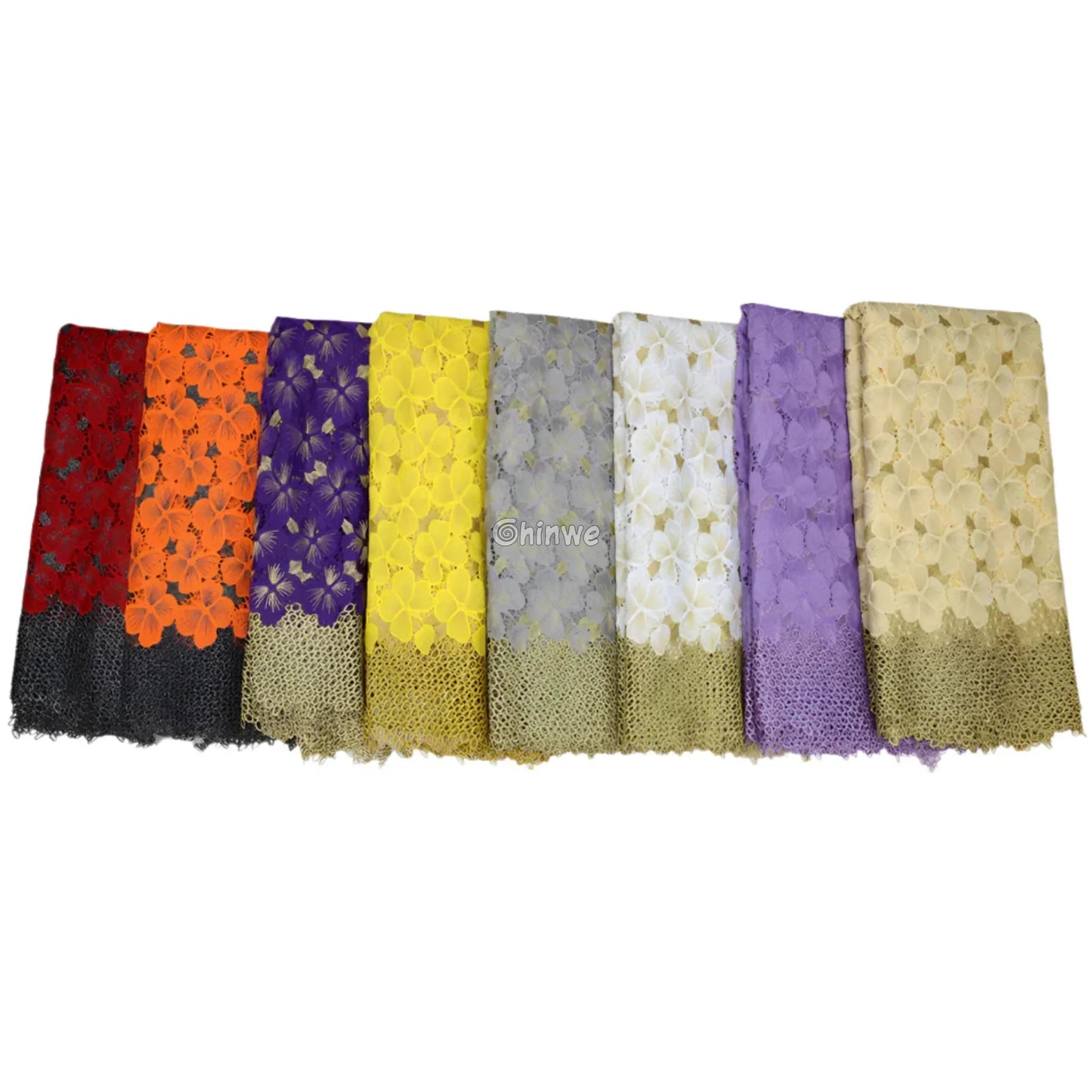 Multicolor & Metallic Corded Guipure Lace Fabric Featuring Embroidered Blossom Motifs & Sequin Accents