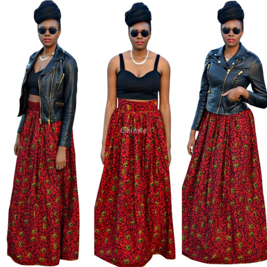 The Nomi Maxi High Waist Ankle Length Loose Skirt with Pockets - Women’s Clothing