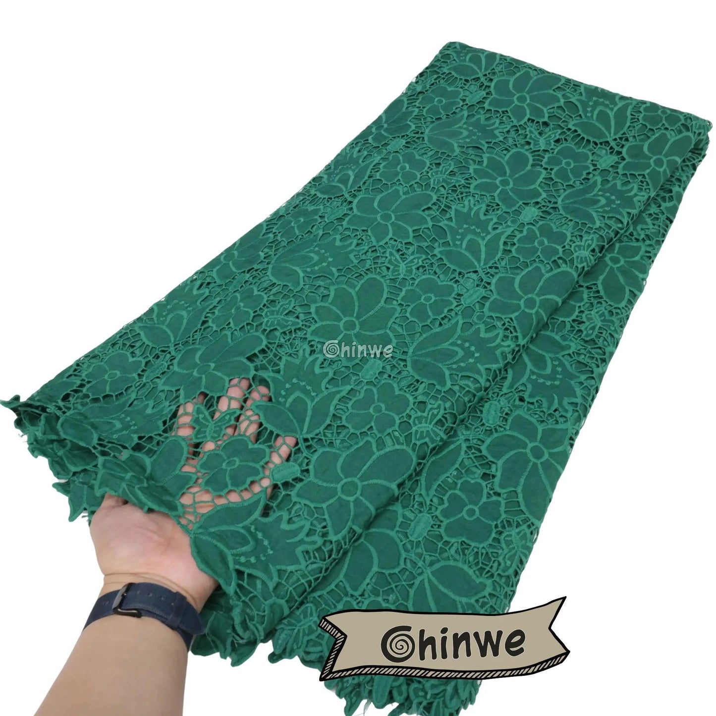 Guipure lace mesh with scalloped floral medallion pattern and sequined embellishments