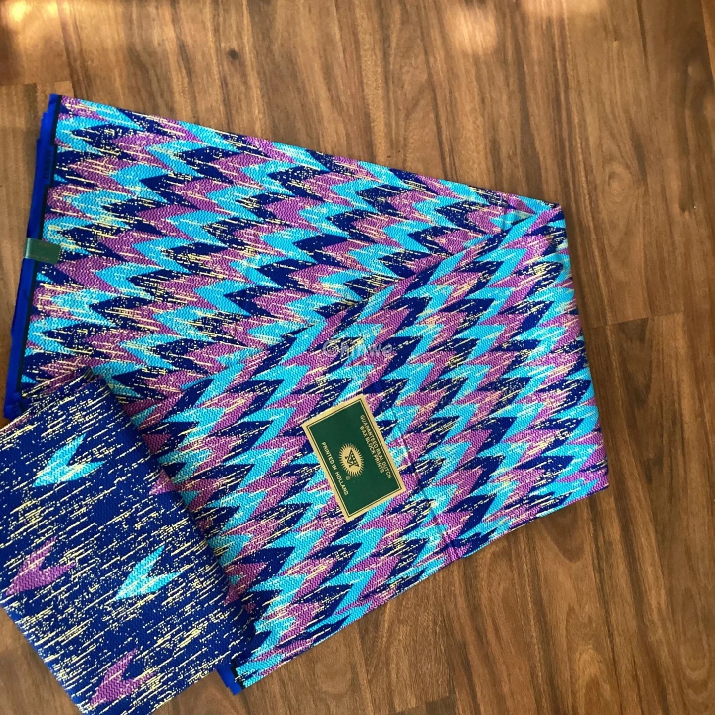 Turquoise Purple & Blue Kente Brocade with Flame Chevron Motif and Metallic Gold Detailing Electric Indigo Kente
