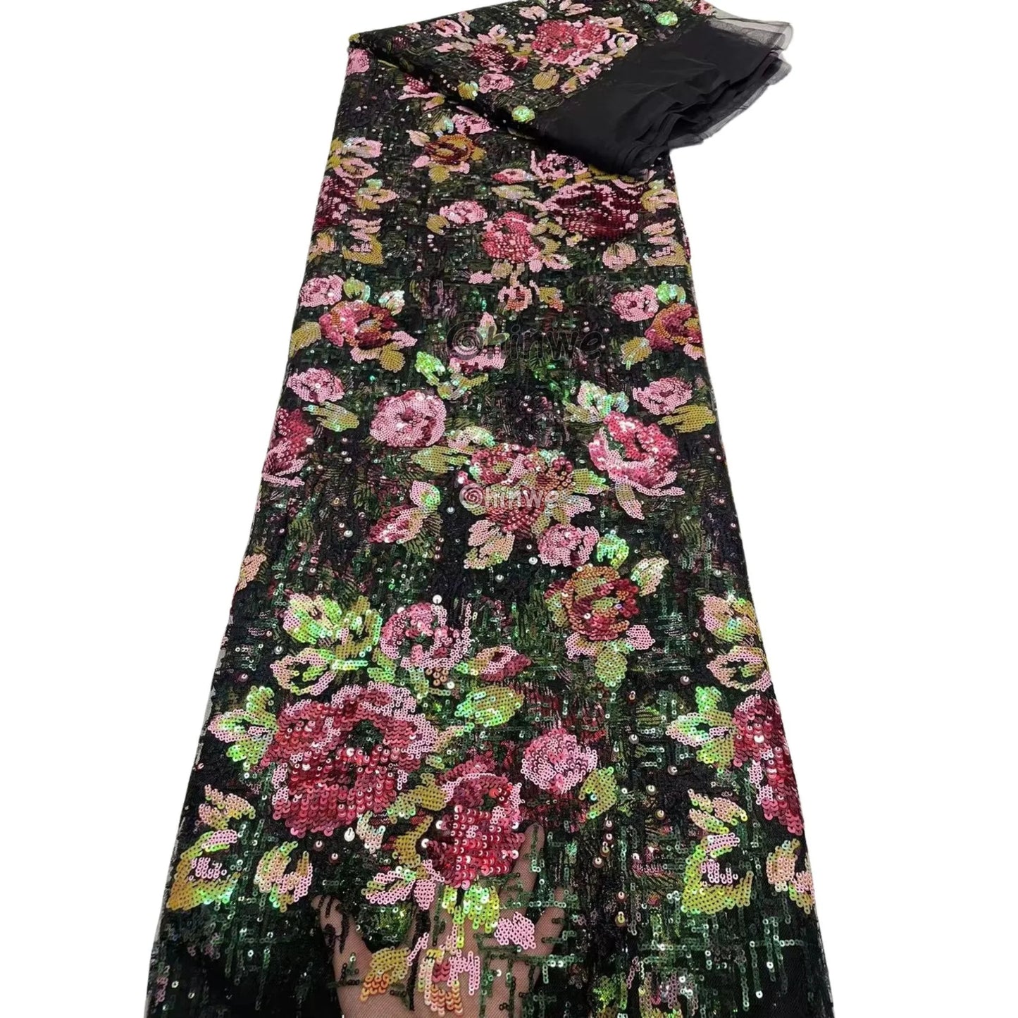 Sequin Mesh Lace with Floral Embroidery and Iridescent Detailing in Soft and Bold Colorway