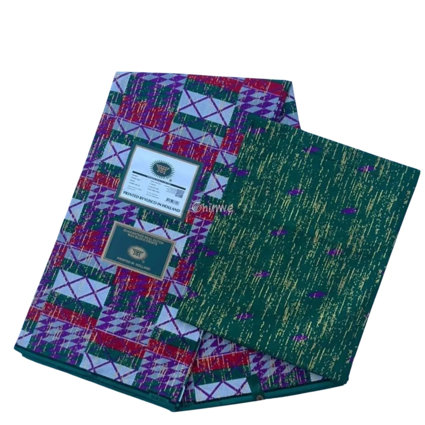 Red Green & Purple Kente Brocade with Patchwork Grid Motif and Multicolor Metallic Detailing Festival Grid Kente