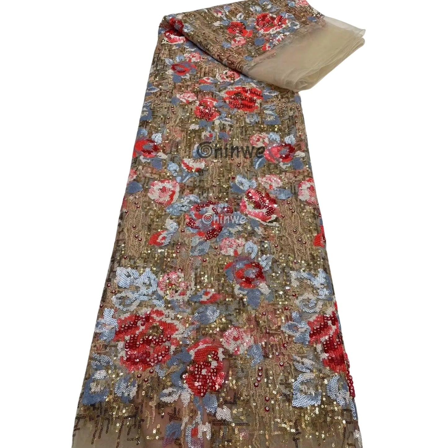 Sequin Mesh Lace with Floral Embroidery and Iridescent Detailing in Soft and Bold Colorway