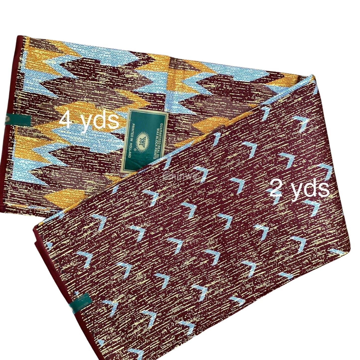 Brown Gold & Blue Kente Brocade with Flame Chevron Motif and Shimmering Metallic Detail Desert Ember Kente / 6yards