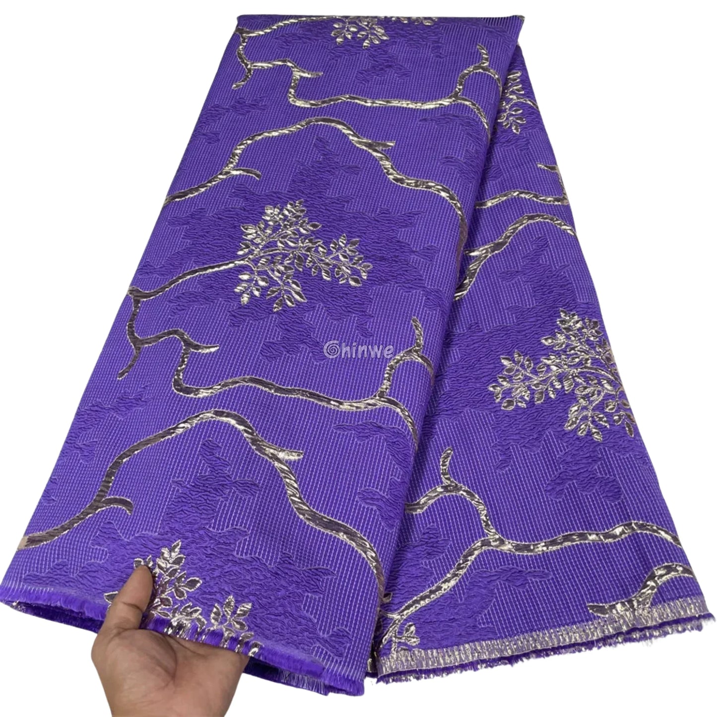 Jacquard Brocade Fabric with Metallic Floral Vines and Raised Texture Available in 7 Luxe Colors African Wax Print