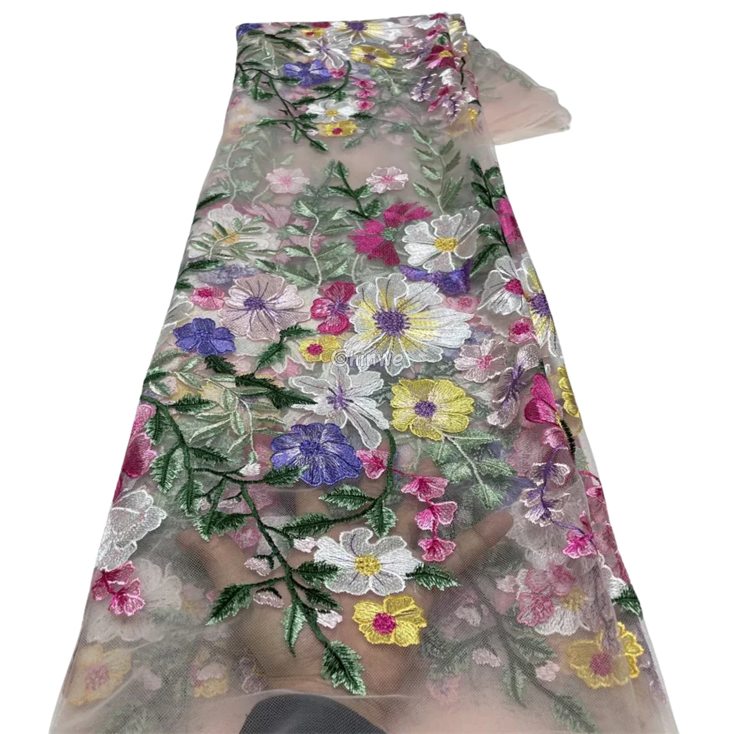 French Tulle Lace Floral Vine & 3D Appliqué Embroidery with Sheer Mesh for Couture Crafts Champagne Nude & Cascading