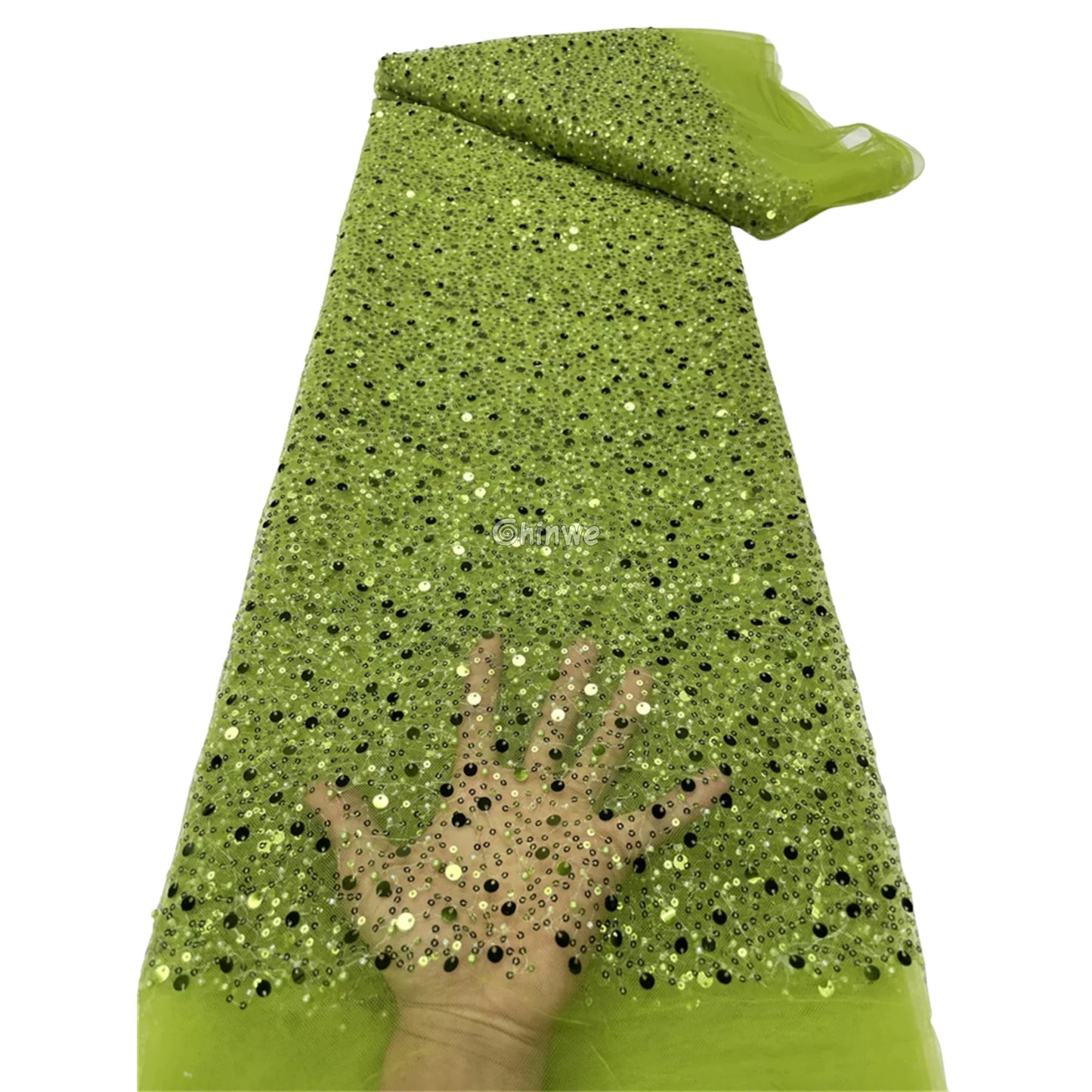 Sequined French Tulle Mesh with Scattered Sequins in Sheer Sparkle Finish for Couture Embellishments Lace