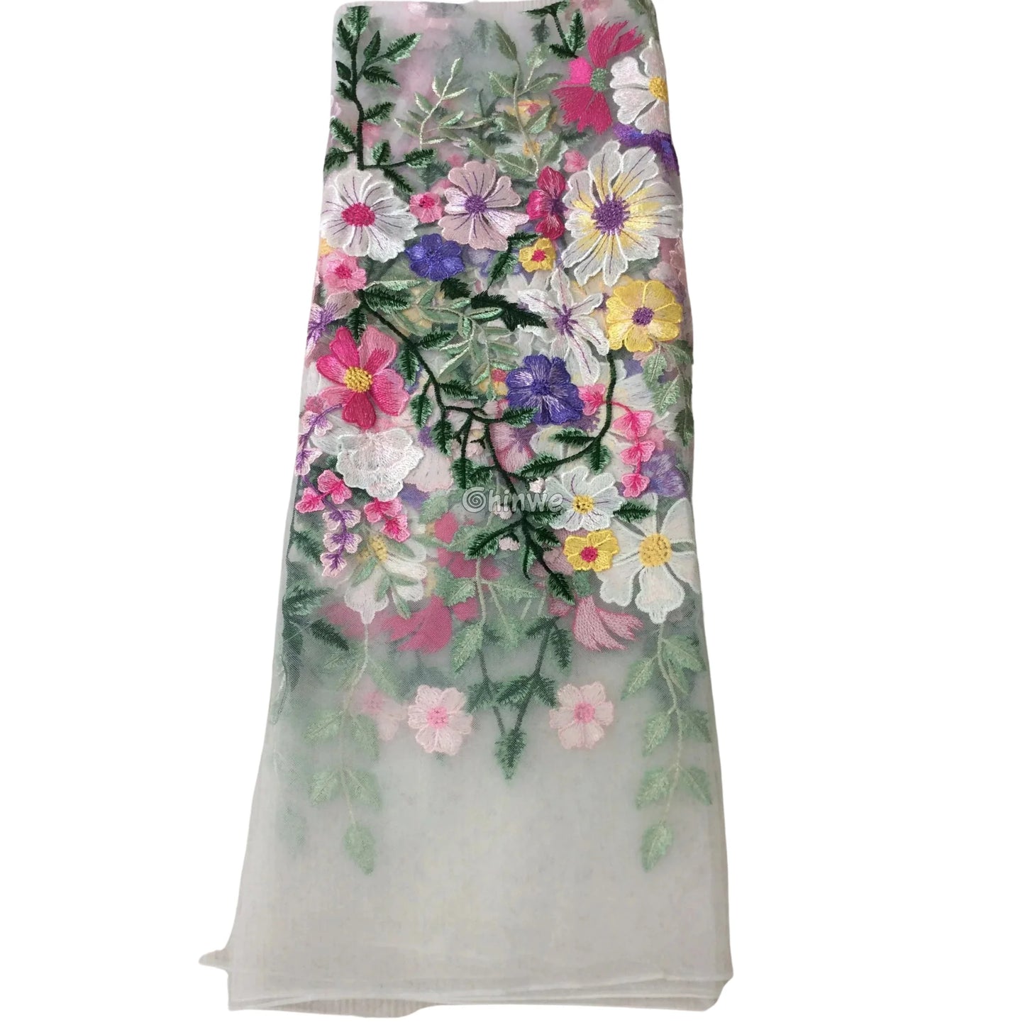 French Tulle Lace Floral Vine & 3D Appliqué Embroidery with Sheer Mesh for Couture Crafts Lace