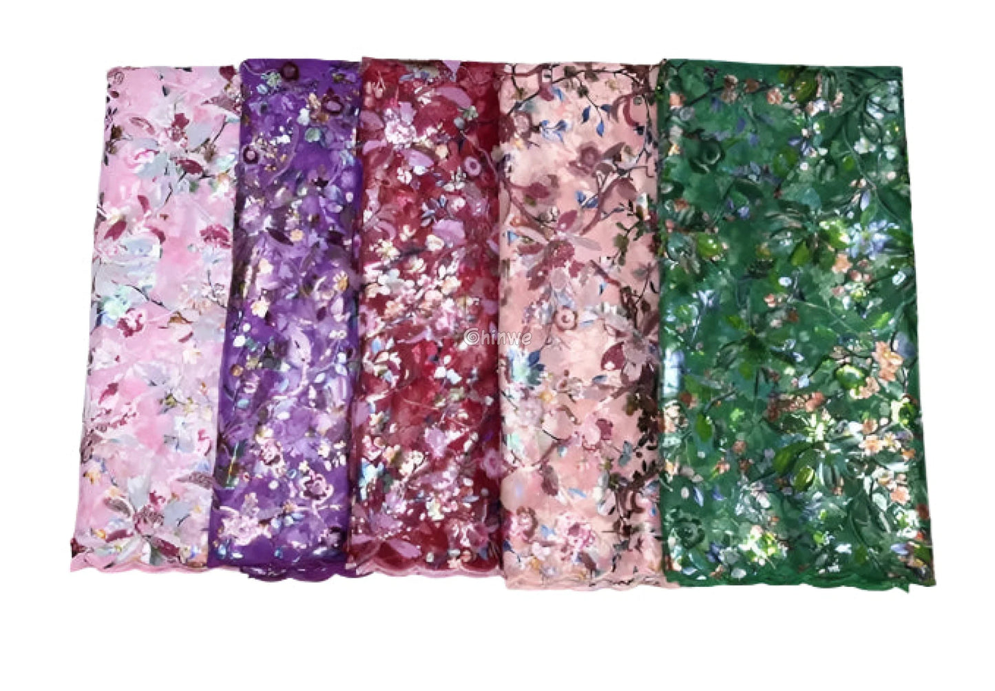 Blossom Vine Tulle Net Lace with Scattered Sequins & 3D Petal Embroidery Lace
