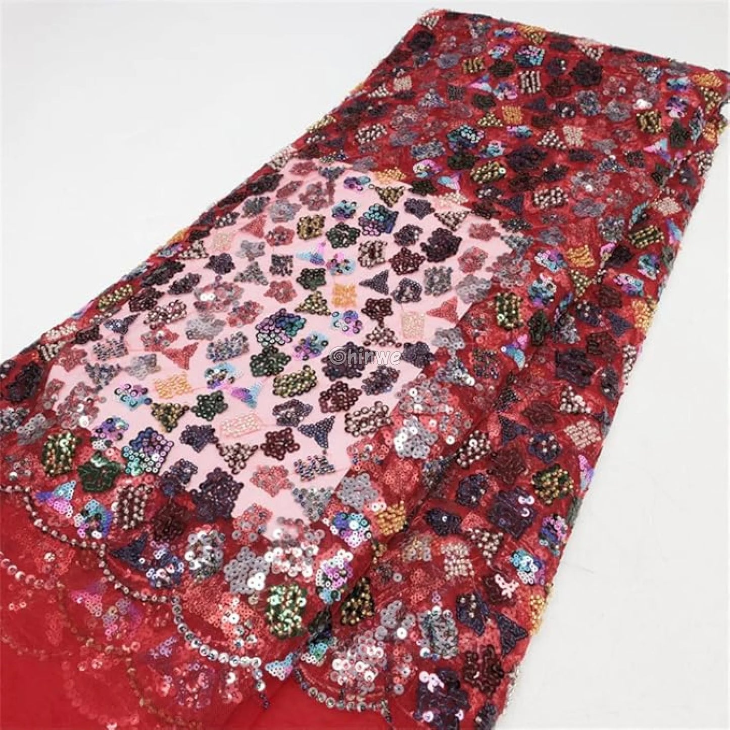 Multicolor Sequin Embroidered Net Lace with Floral Geometric Pattern on Tulle Mesh Lace