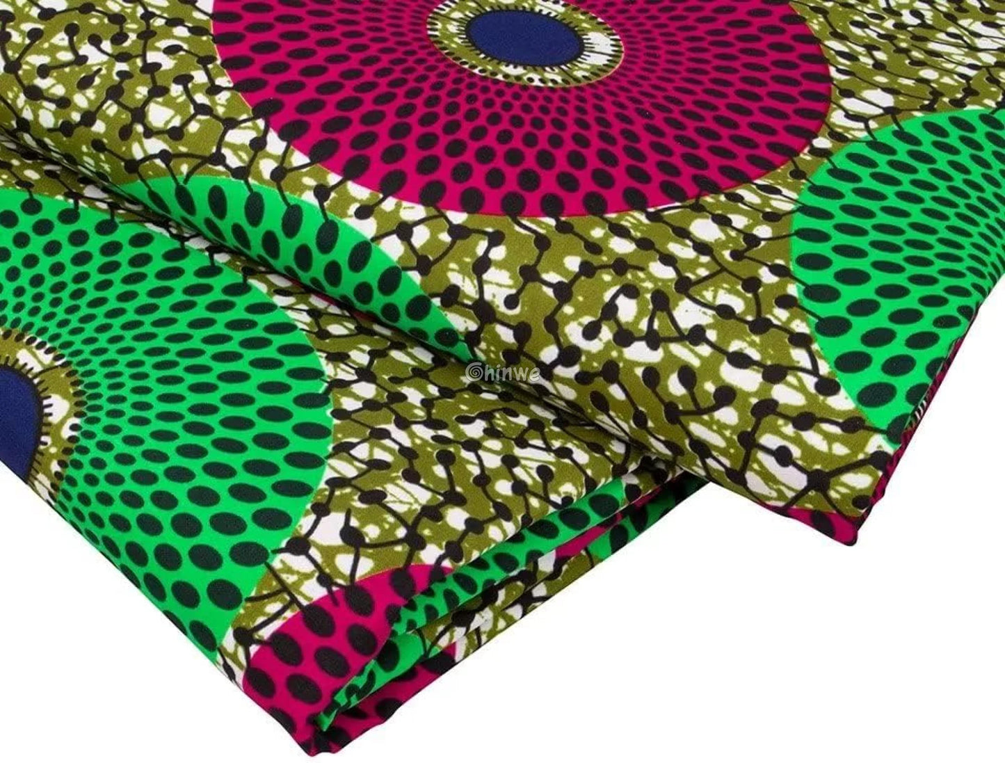 Green and Magenta Circle Ankara Wax Print Fabric African Wax Print Fabric