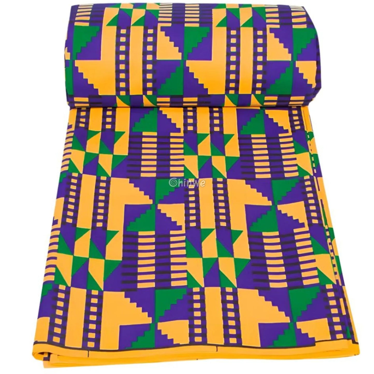 Yellow Green and Blue Geometric Ankara Wax Print Fabric African Wax Print Fabric