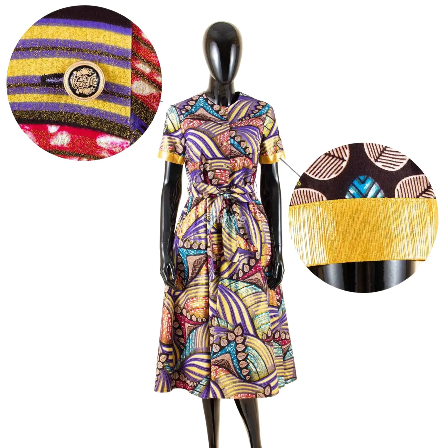 Ada Midi Belted Ankara Dress Jewel Earth Women’s Clothing