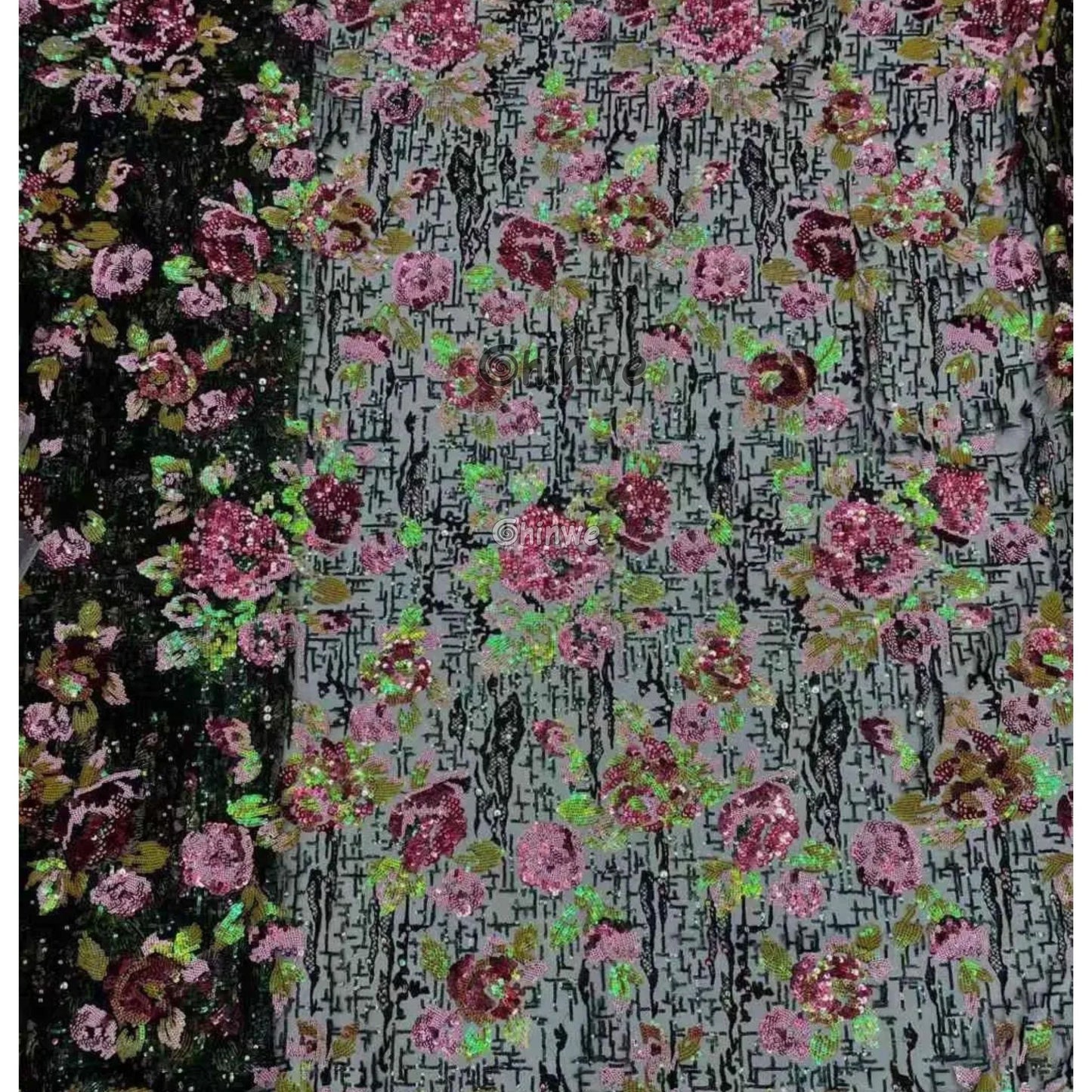 Sequin Mesh Lace with Floral Embroidery and Iridescent Detailing in Soft and Bold Colorway
