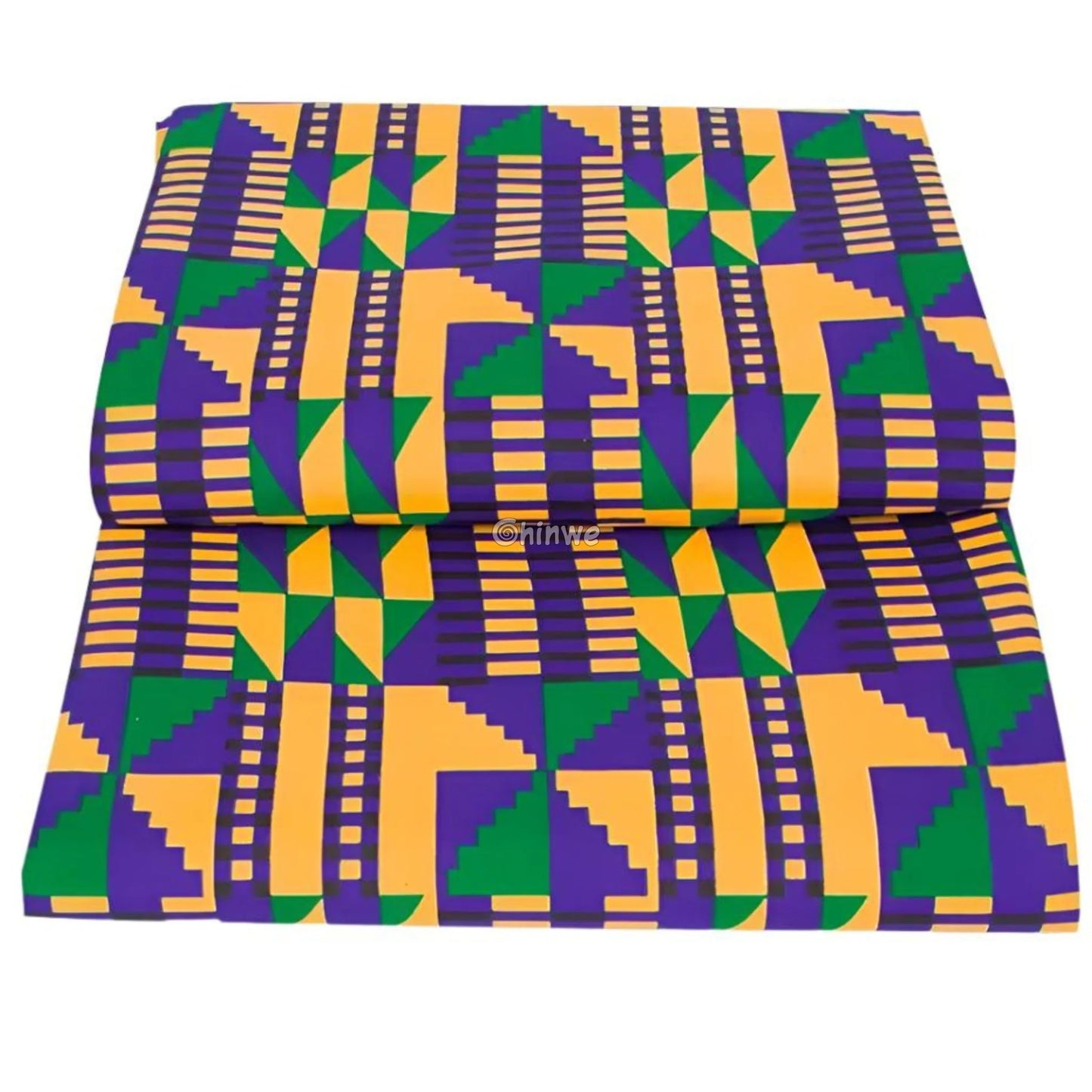 Yellow Green and Blue Geometric Ankara Wax Print Fabric African Wax Print Fabric