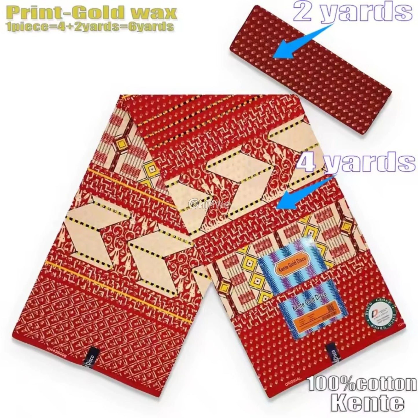 Red White & Gold Kente Brocade with Geometric Motifs Arrow Panels & Metallic Detailing Royal Cipher Kente / 6yards
