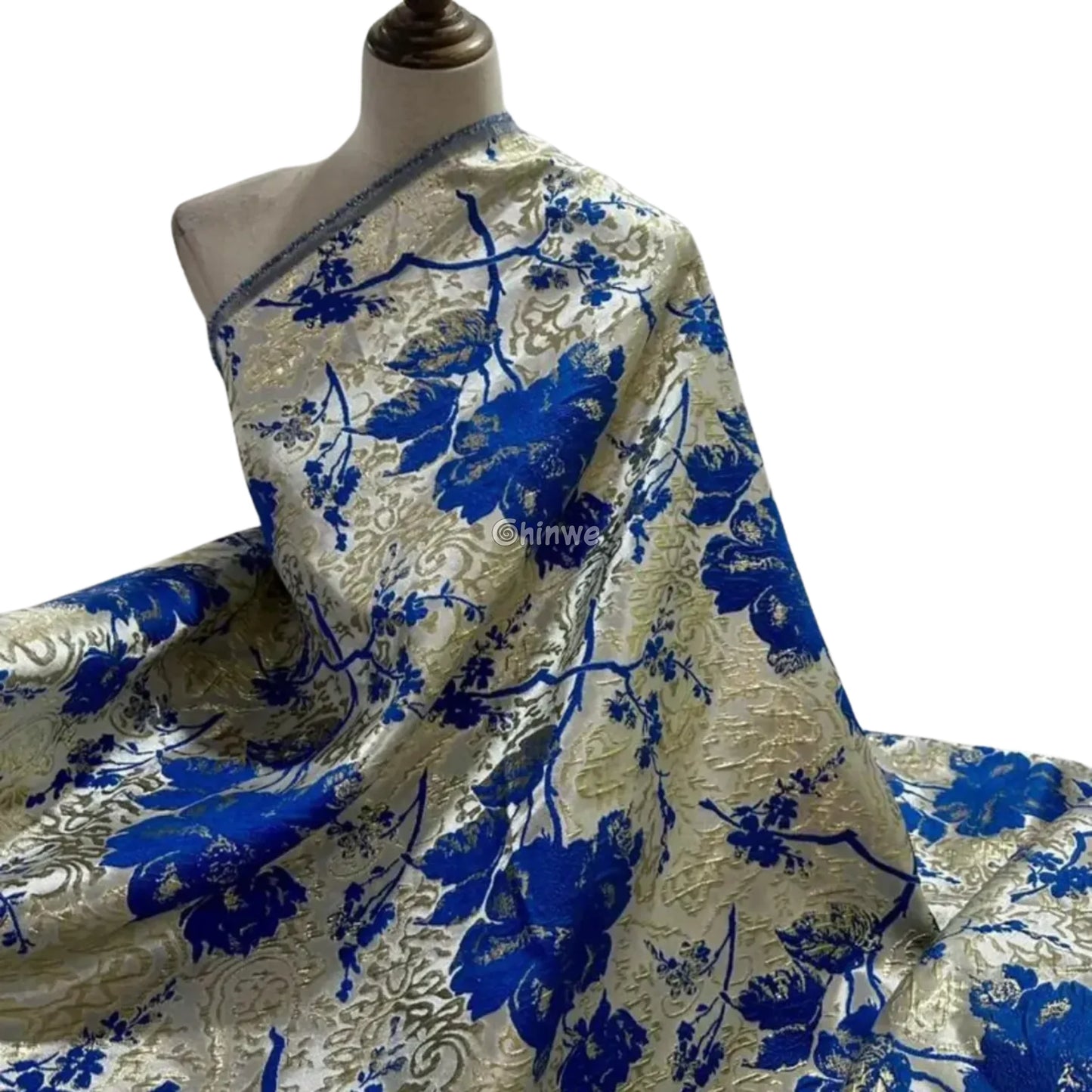 Pumpkin & Glacial Silver Floral Jacquard Brocade with Raised Metallic Threads for Luxe Evening Wear