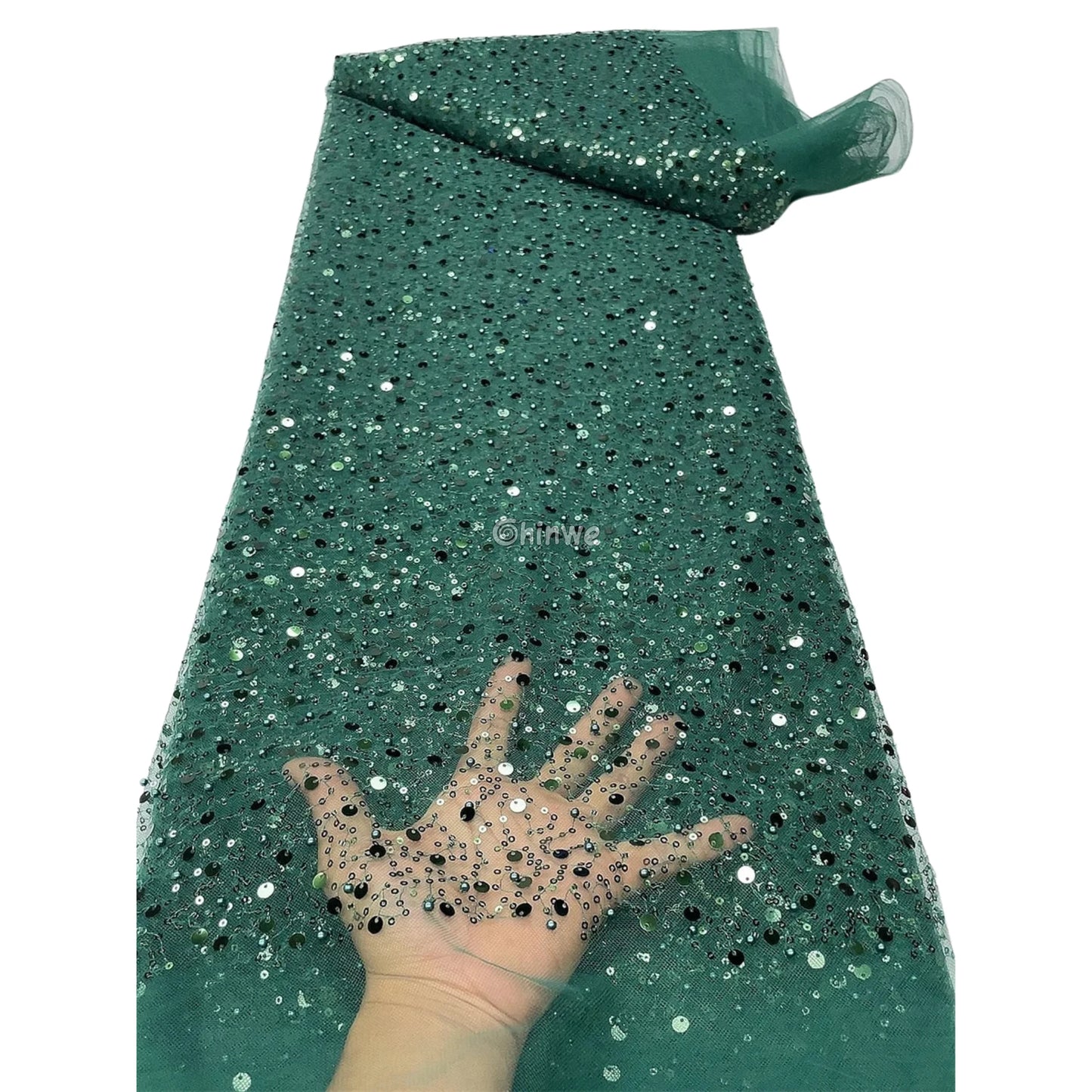 Sequined French Tulle Mesh with Scattered Sequins in Sheer Sparkle Finish for Couture Embellishments Lace