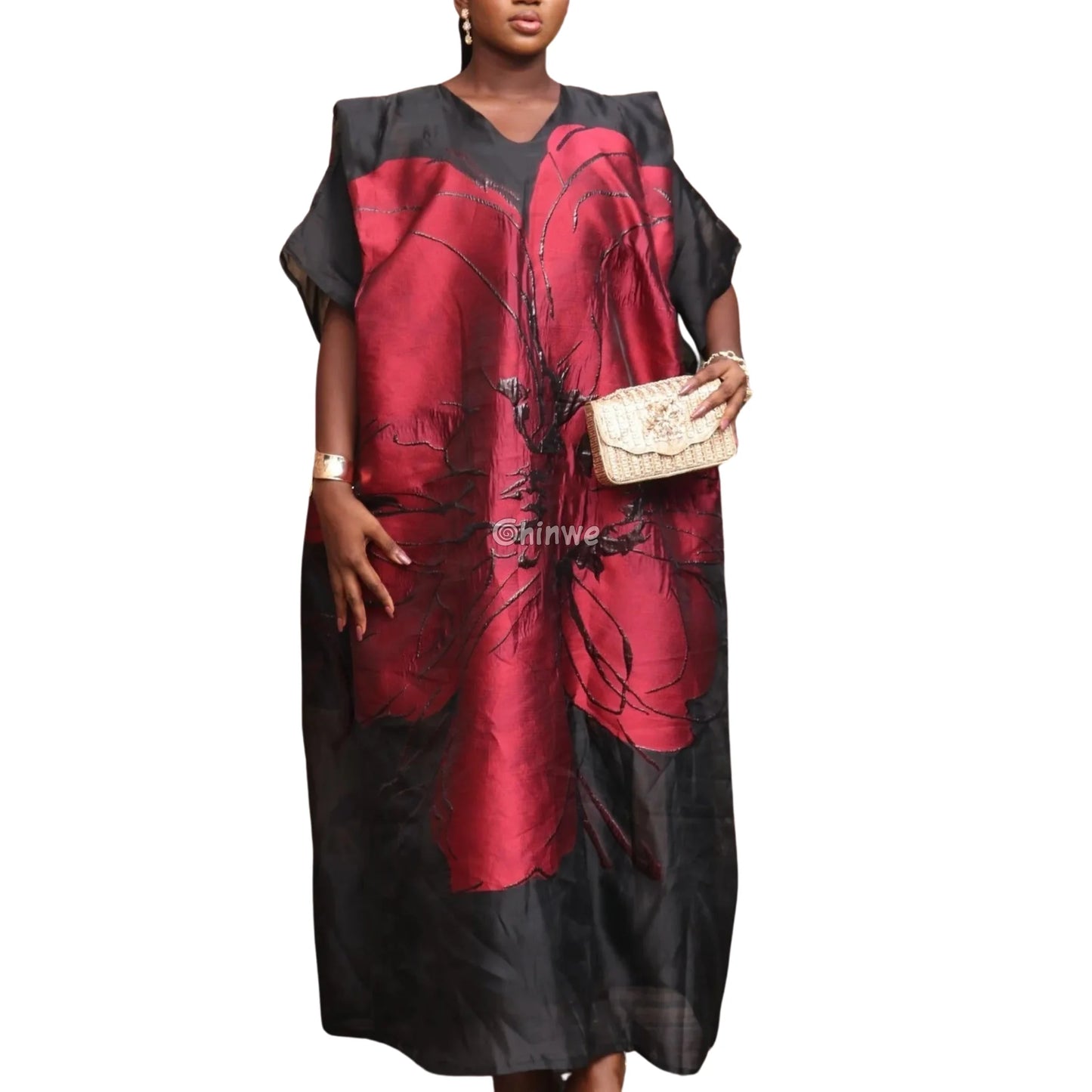 Embroidered Jacquard Mesh Fabric with Oversized Abstract Floral Motif and Dual-Tone Sheen Finish Lace