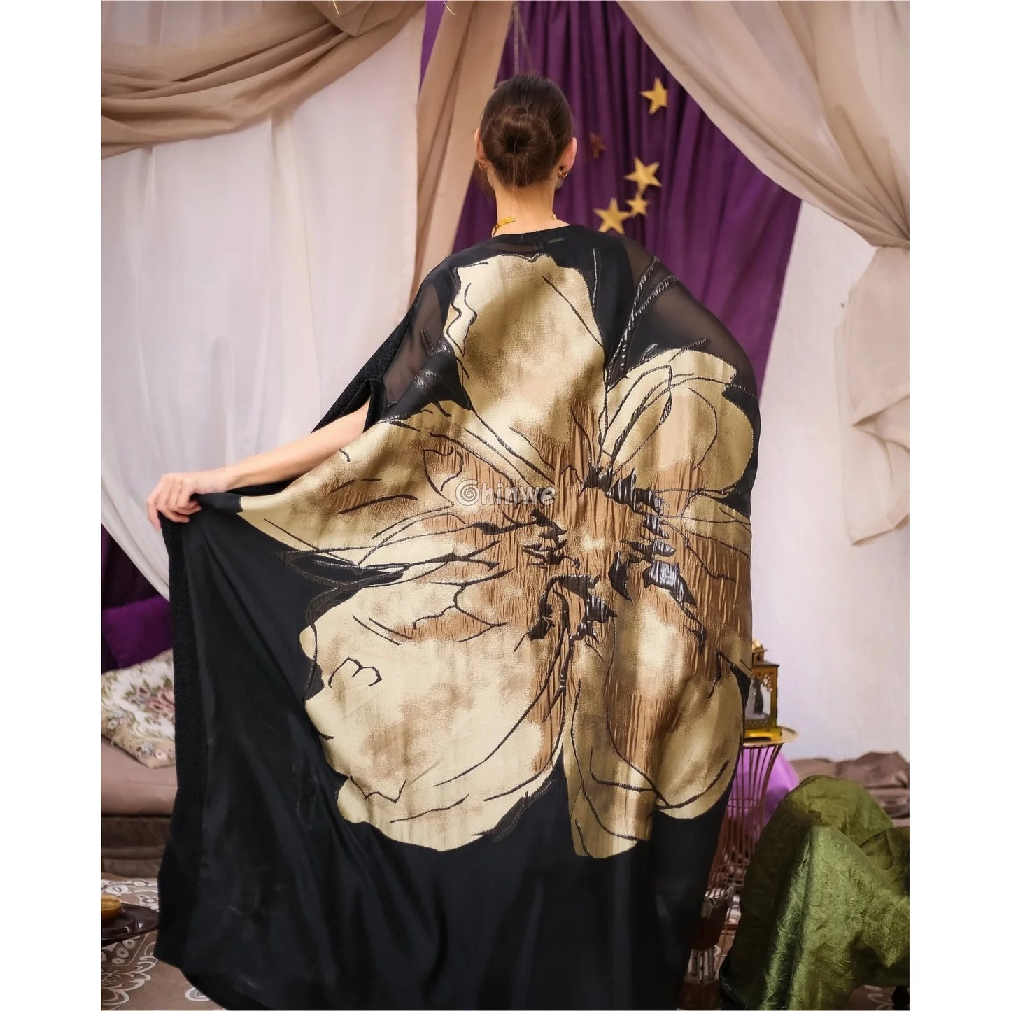 Embroidered Jacquard Mesh Fabric with Oversized Abstract Floral Motif and Dual-Tone Sheen Finish Lace
