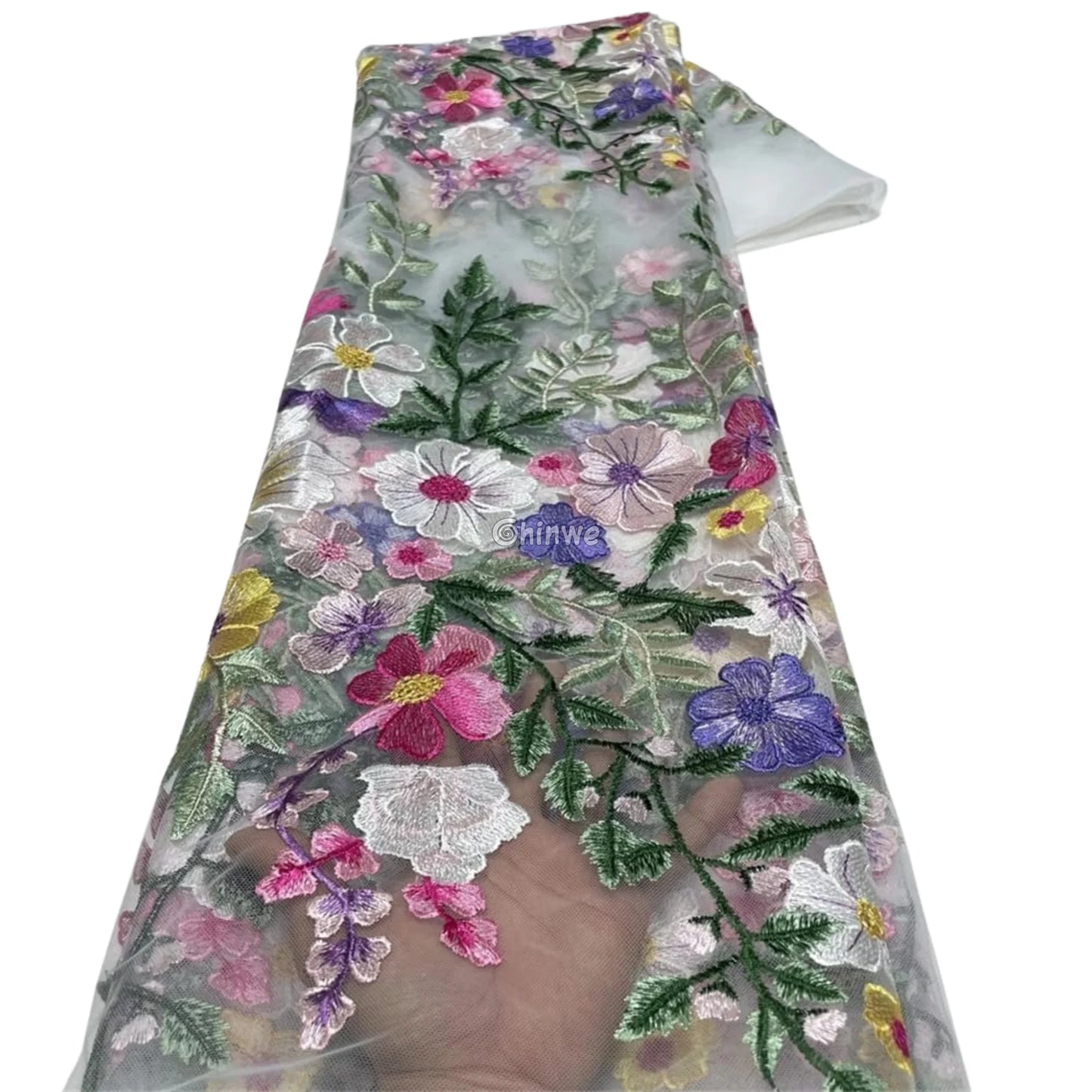 French Tulle Lace Floral Vine & 3D Appliqué Embroidery with Sheer Mesh for Couture Crafts Lace