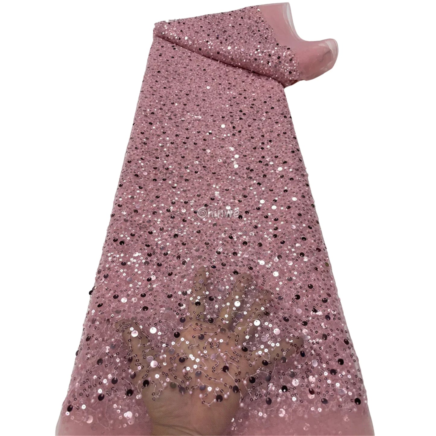 Sequined French Tulle Mesh with Scattered Sequins in Sheer Sparkle Finish for Couture Embellishments Lace