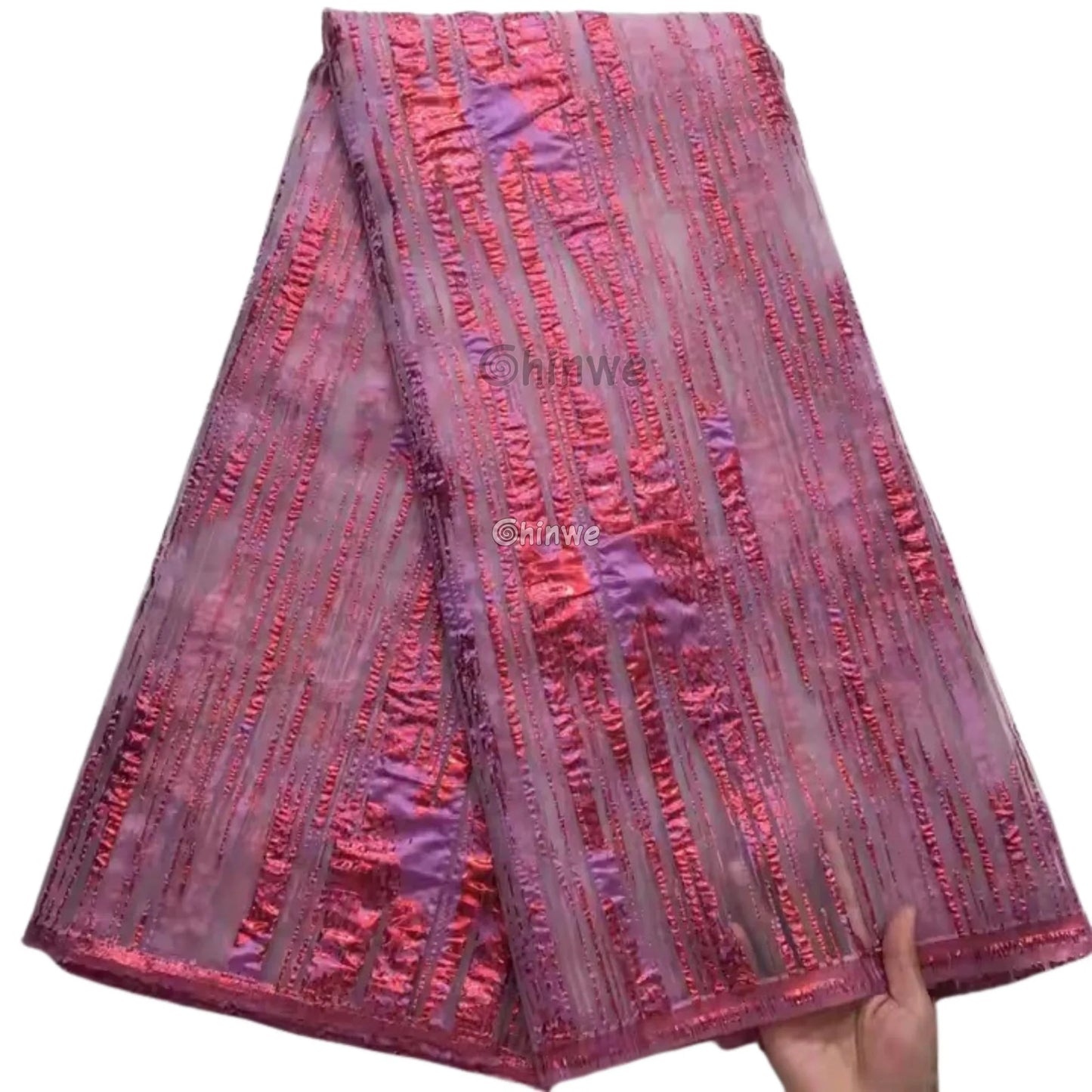 Lustrous Metallic Jacquard: Textured Brocade Weave with Abstract Liquid Swirl Pattern