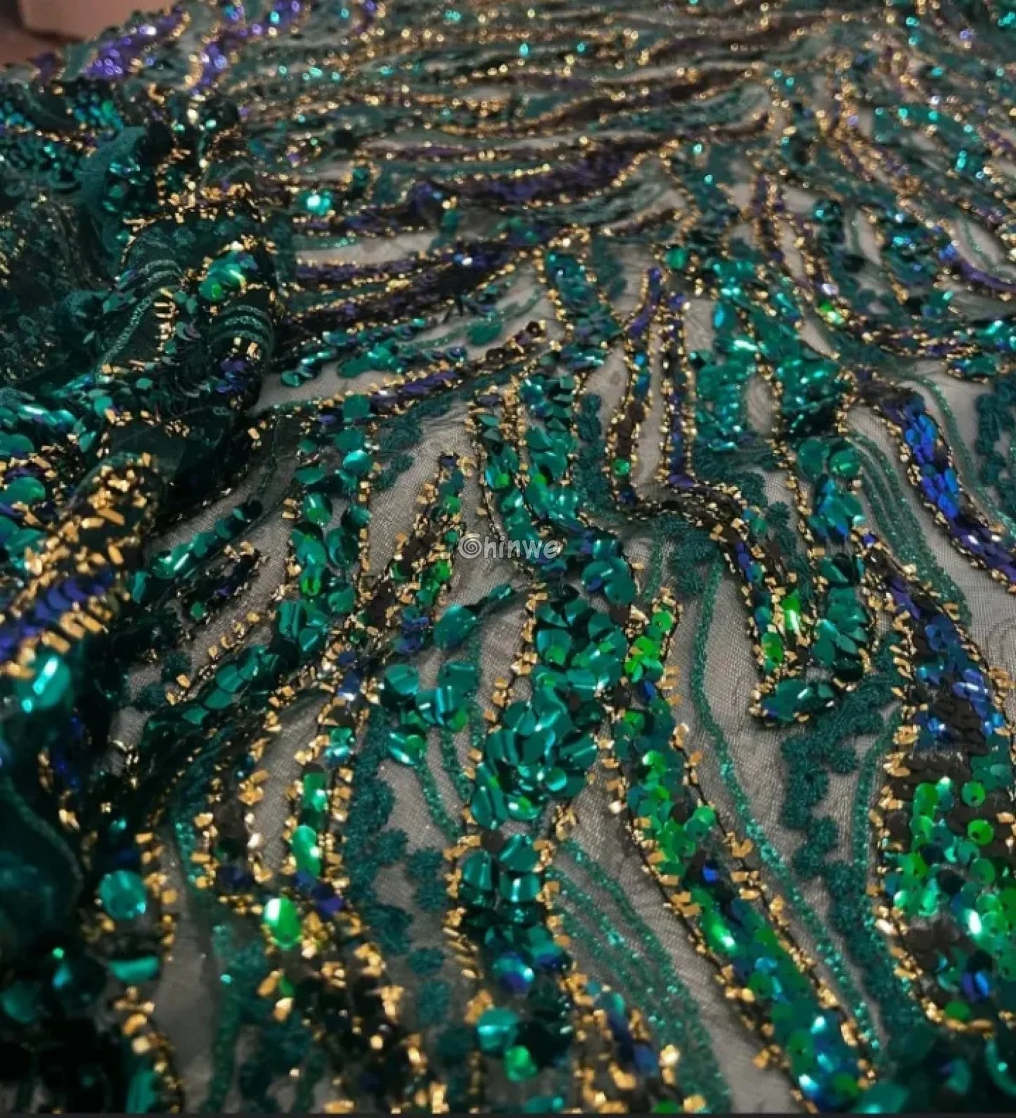 High Quality Nigerian Tulle Lace Fabrics Latest Beaded sequins Mesh African Lace Fabric Bride French Net Lace Fabric