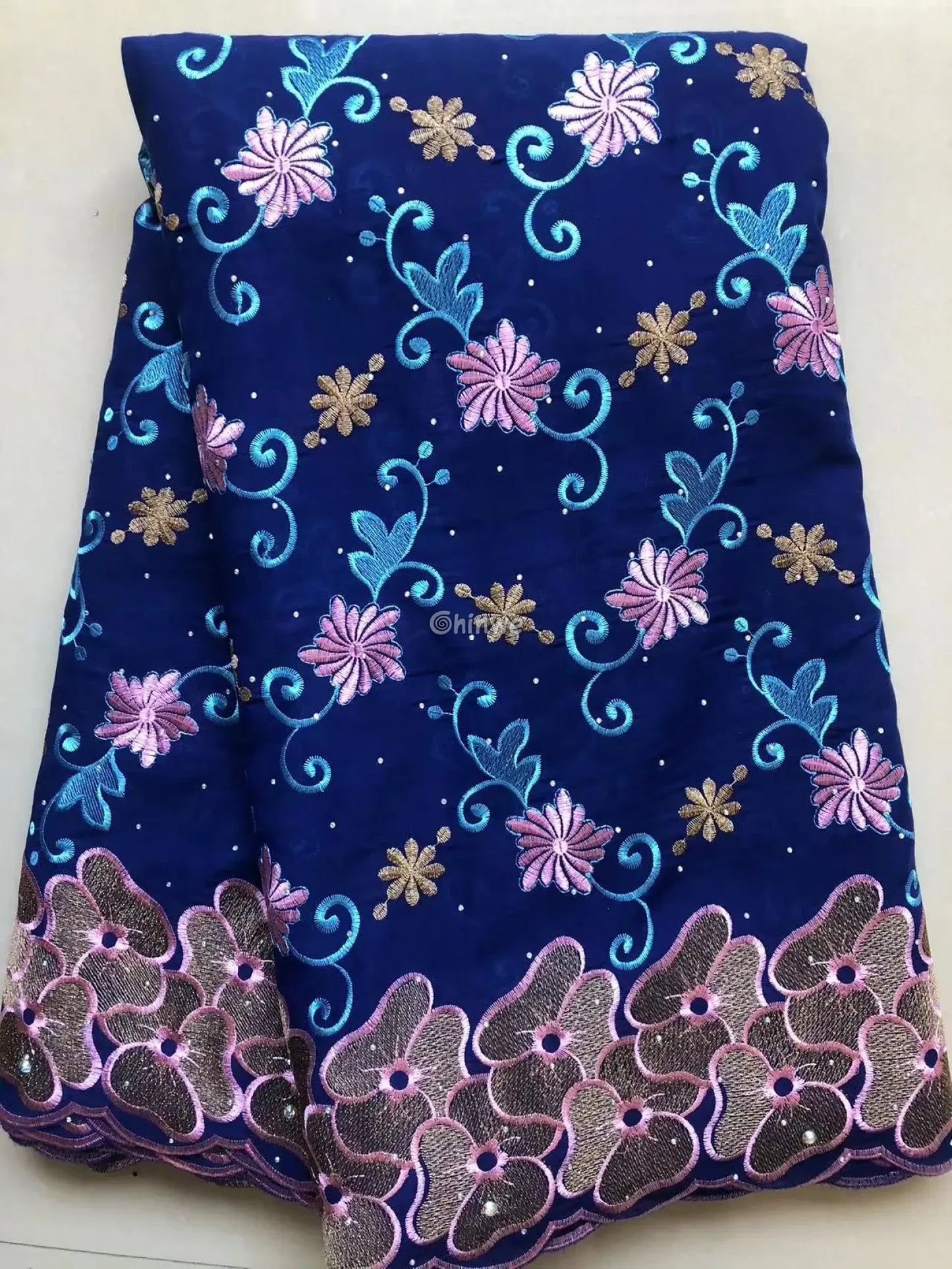 Delicate Embroidered French Tulle Lace Fabric with Rhinestones in Multiple Color Variations
