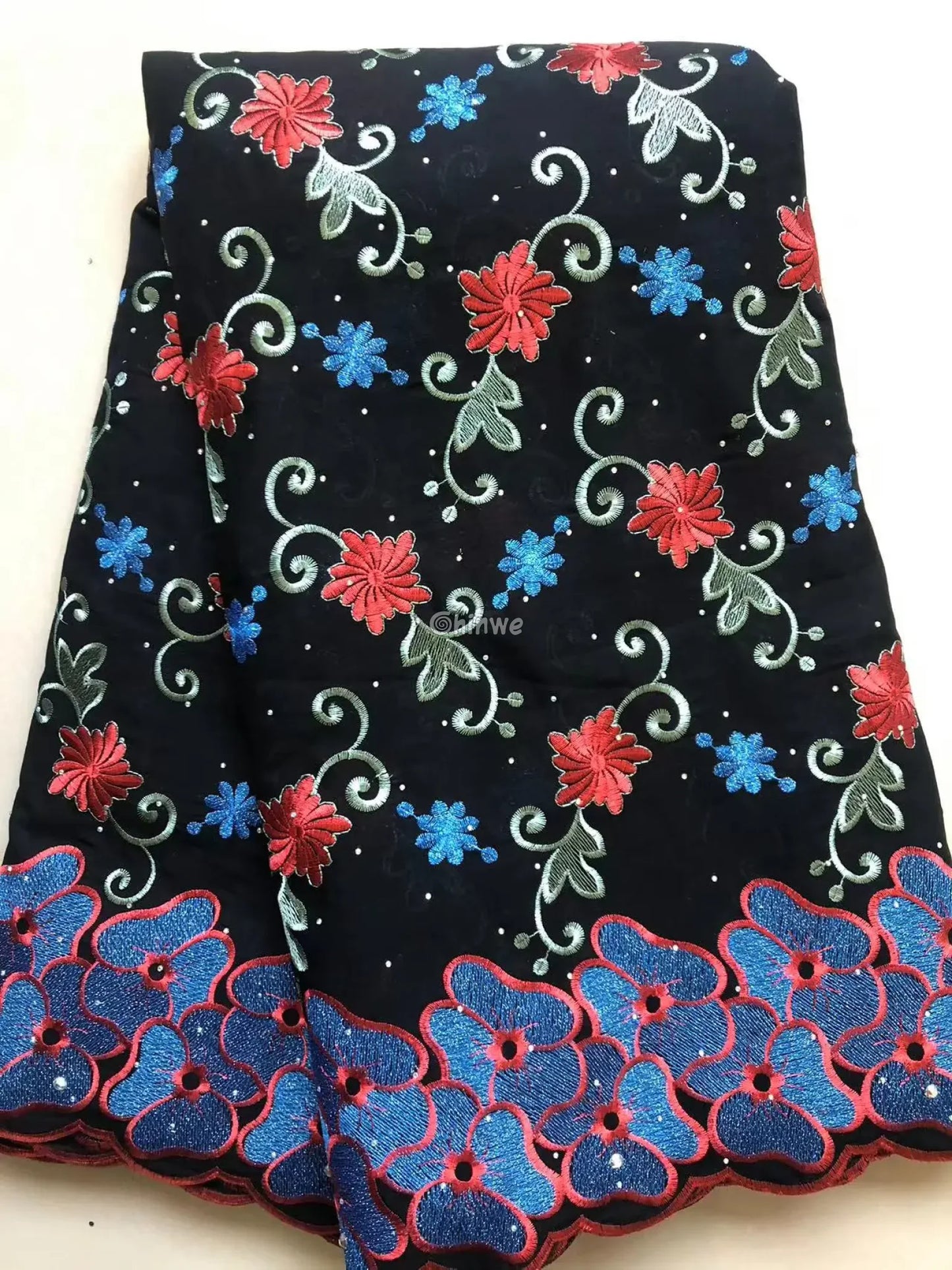 Delicate Embroidered French Tulle Lace Fabric with Rhinestones in Multiple Color Variations