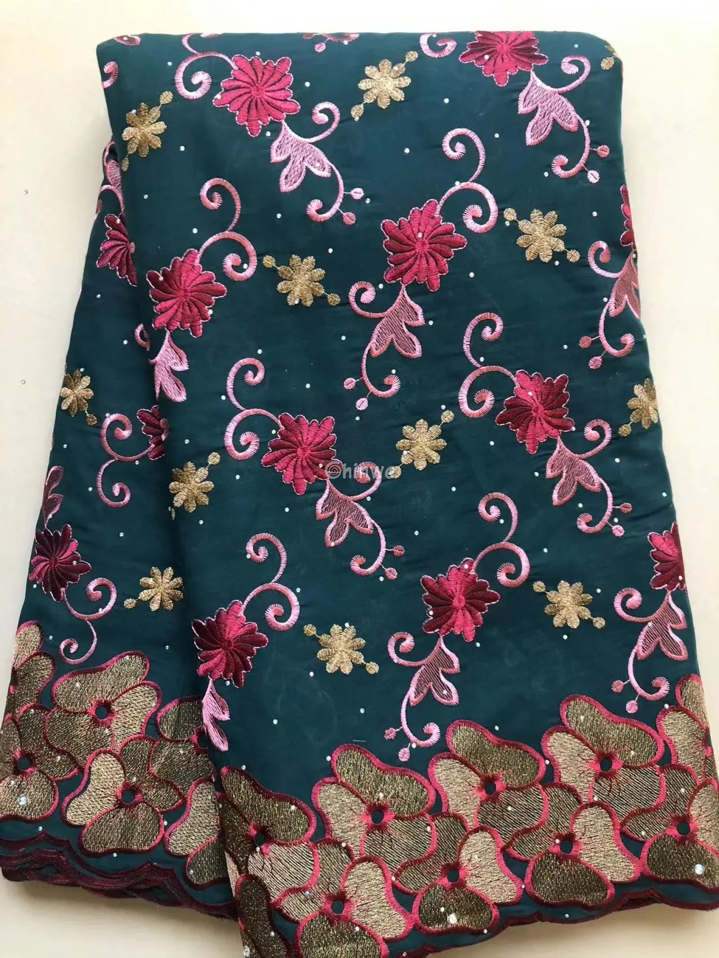 Delicate Embroidered French Tulle Lace Fabric with Rhinestones in Multiple Color Variations