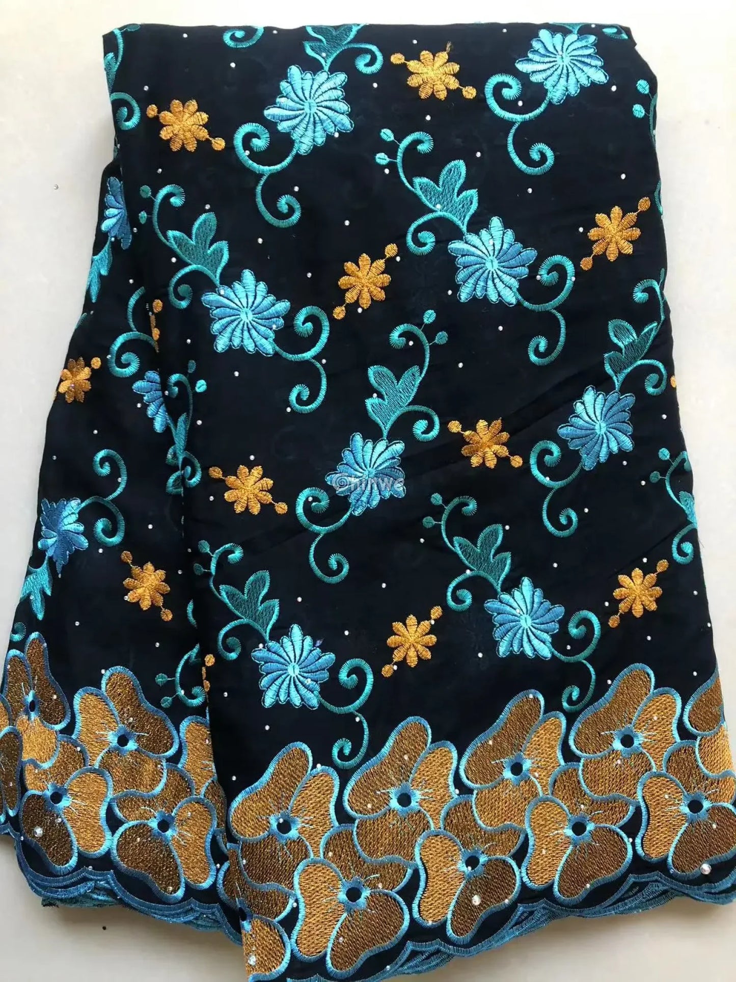 Delicate Embroidered French Tulle Lace Fabric with Rhinestones in Multiple Color Variations