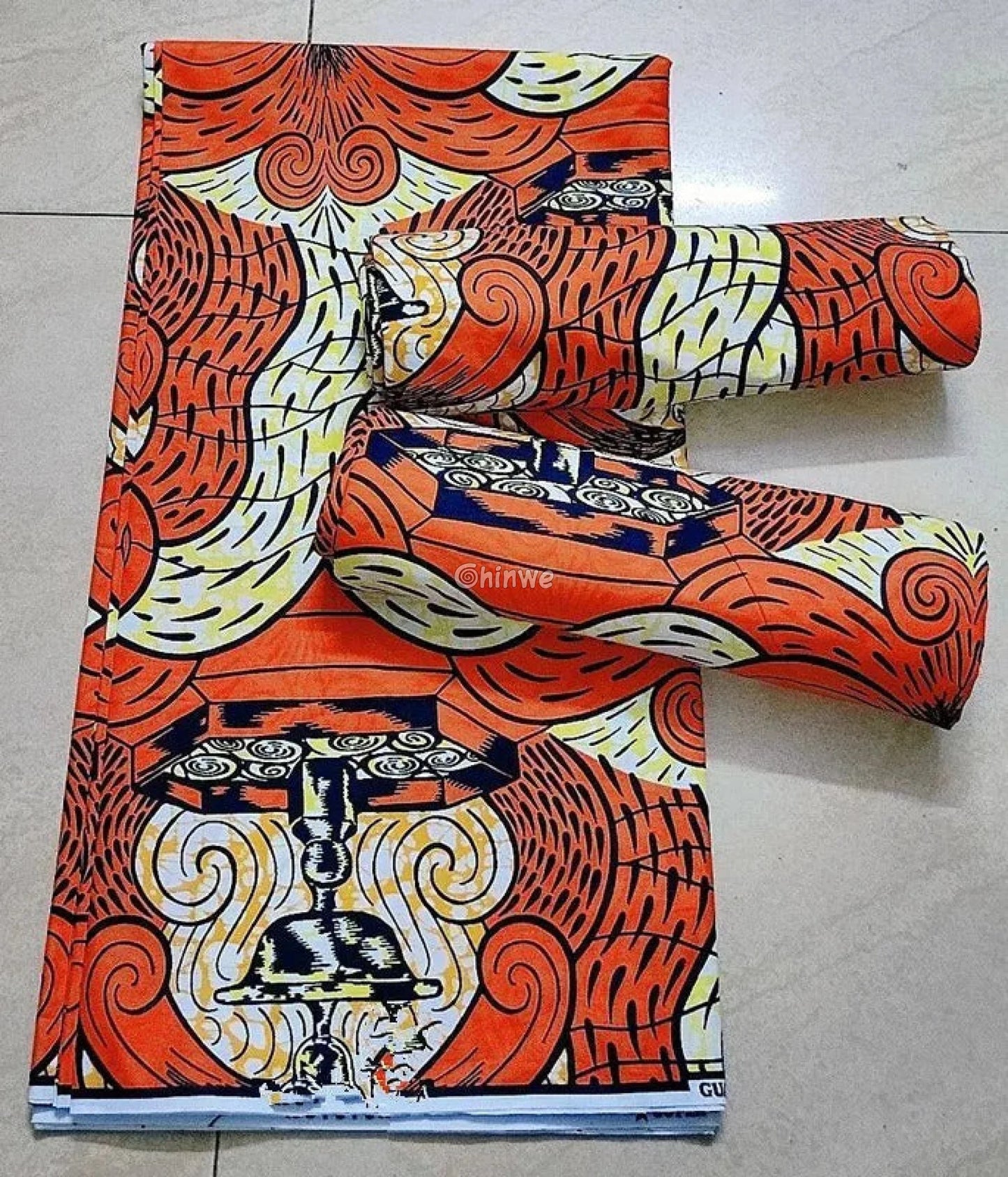 Fiery Orange Abstract Ankara Wax Print Fabric