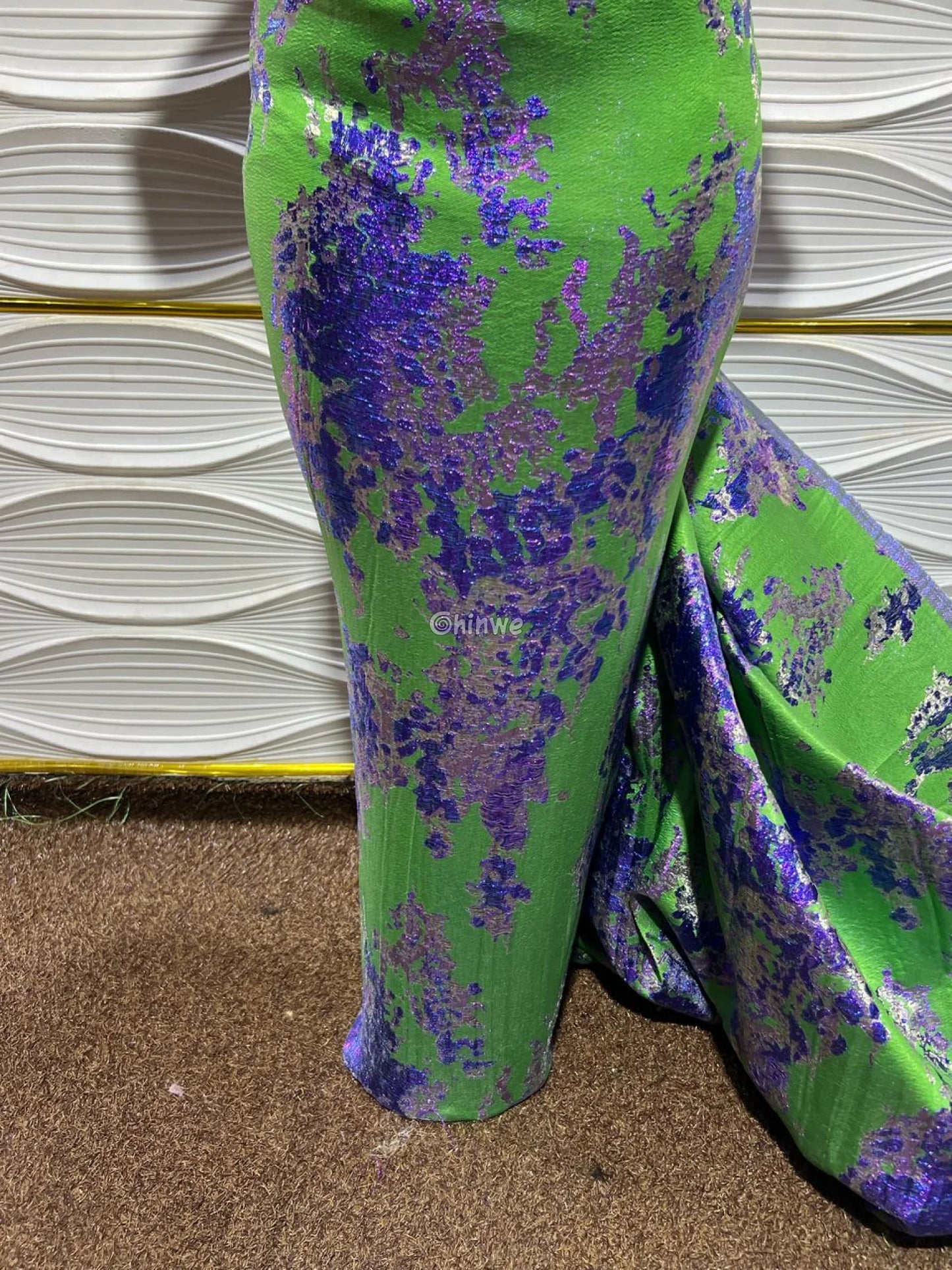 Luxurious Jacquard Brocade with Iridescent Foil Accents & Abstract Marbling Motif Jacquard Brocade