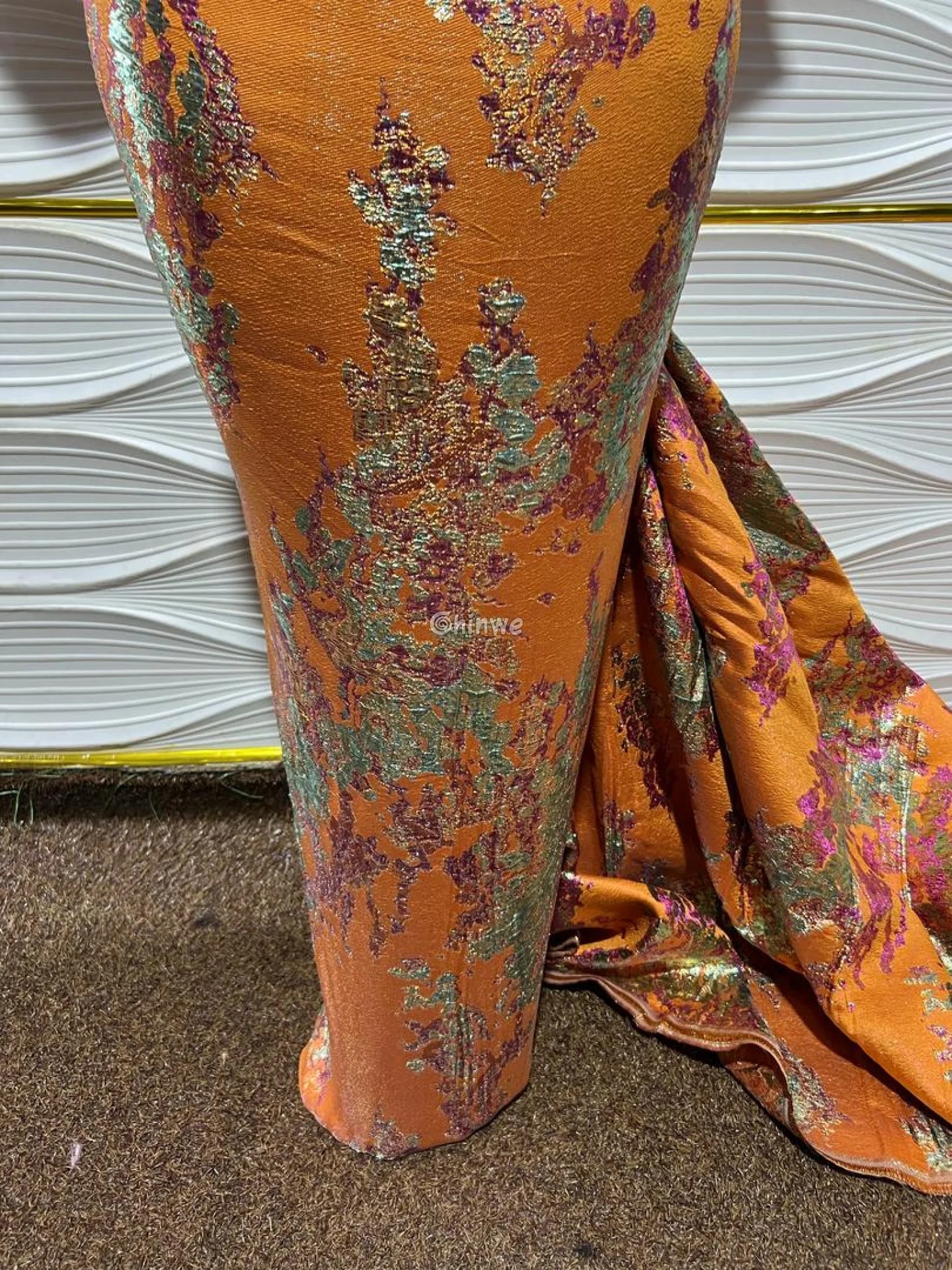 Luxurious Jacquard Brocade with Iridescent Foil Accents & Abstract Marbling Motif Jacquard Brocade