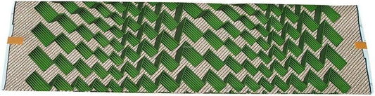 Green Zigzag Ankara Wax Print with Beige Striped Background