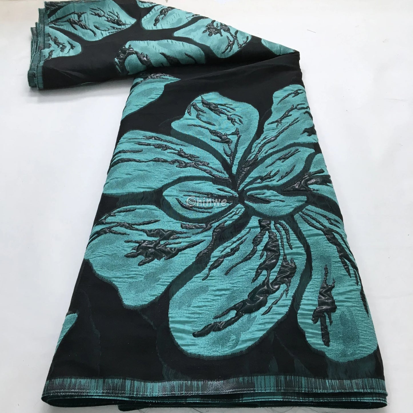 Metallic jacquard brocade with floral embossing and lustrous sheen in multi-tone blossom motif Lace