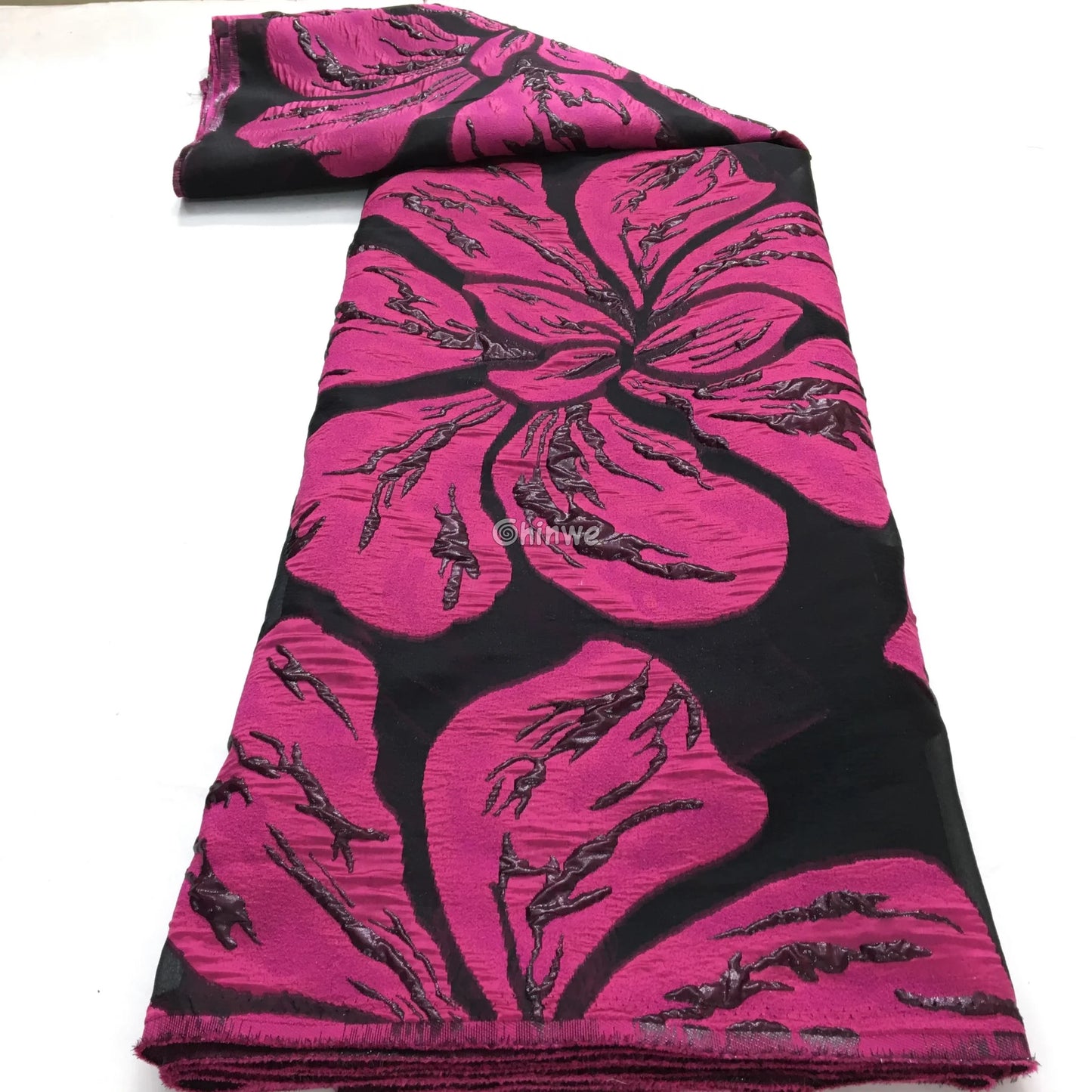 Metallic jacquard brocade with floral embossing and lustrous sheen in multi-tone blossom motif Lace