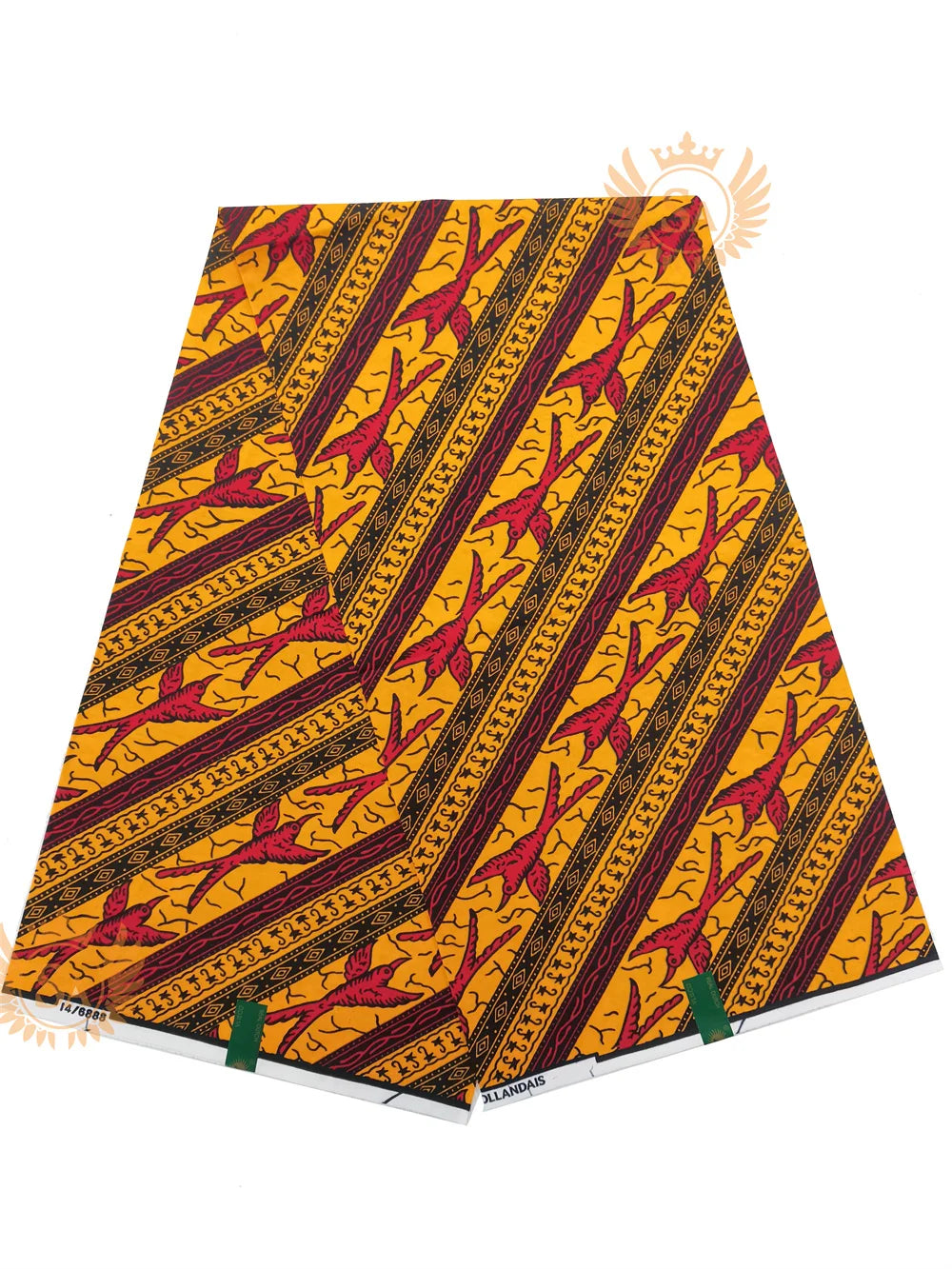 Woven Knot Ankara Wax Print Fabric Collection – Red, Gold, Blue & White, 6 Yards
