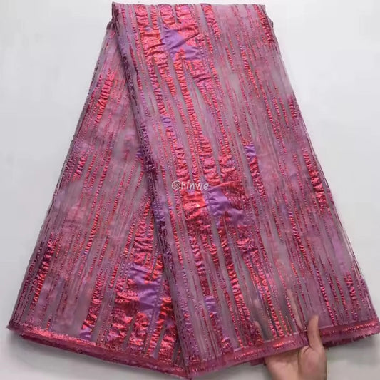 Lustrous Metallic Jacquard: Textured Brocade Weave with Abstract Liquid Swirl Pattern Brocade Fabric