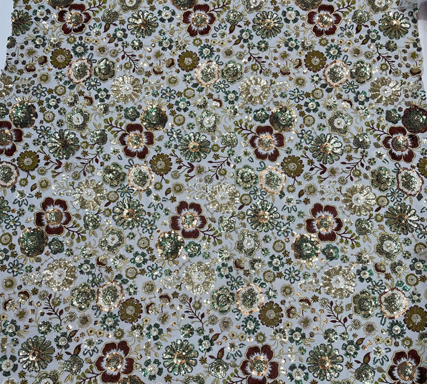 Sequin Floral Embroidery Lace Fabric – Luxury Organza Mesh for Gown & Occasion Dresses Lace
