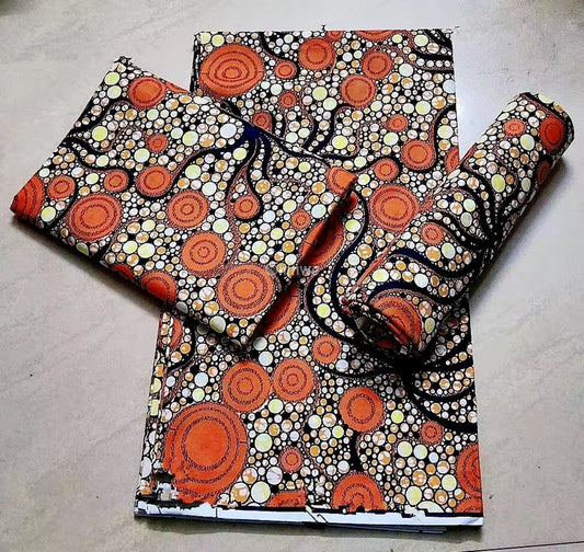 Orange and Yellow Bubble Pattern Ankara Wax Print Fabric Bold Abstract Design