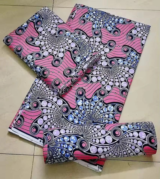 Pink Swirl Ankara Wax Print Fabric Elegant Abstract Design