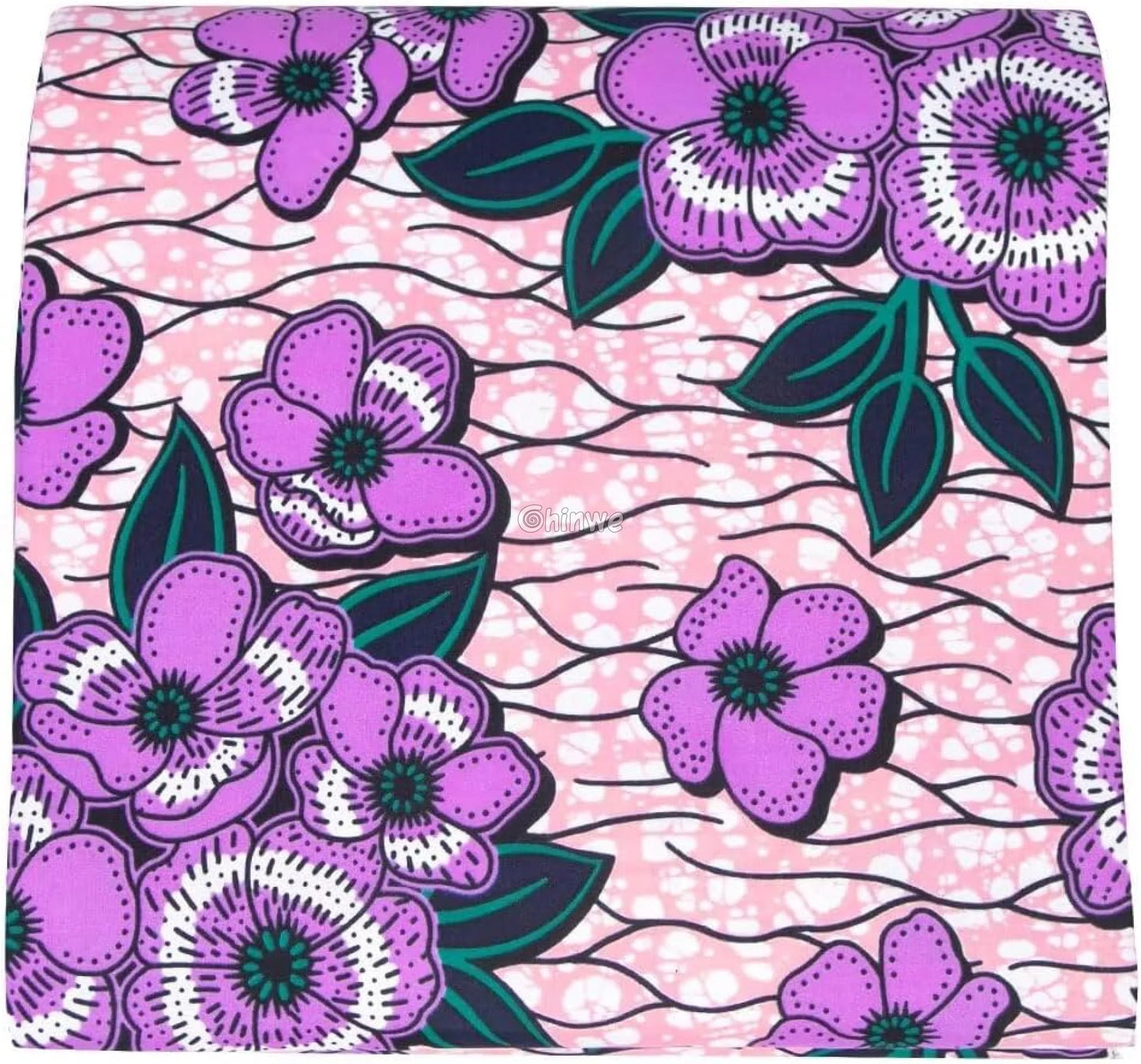 Pink and Purple Floral African Wax Print Fabric