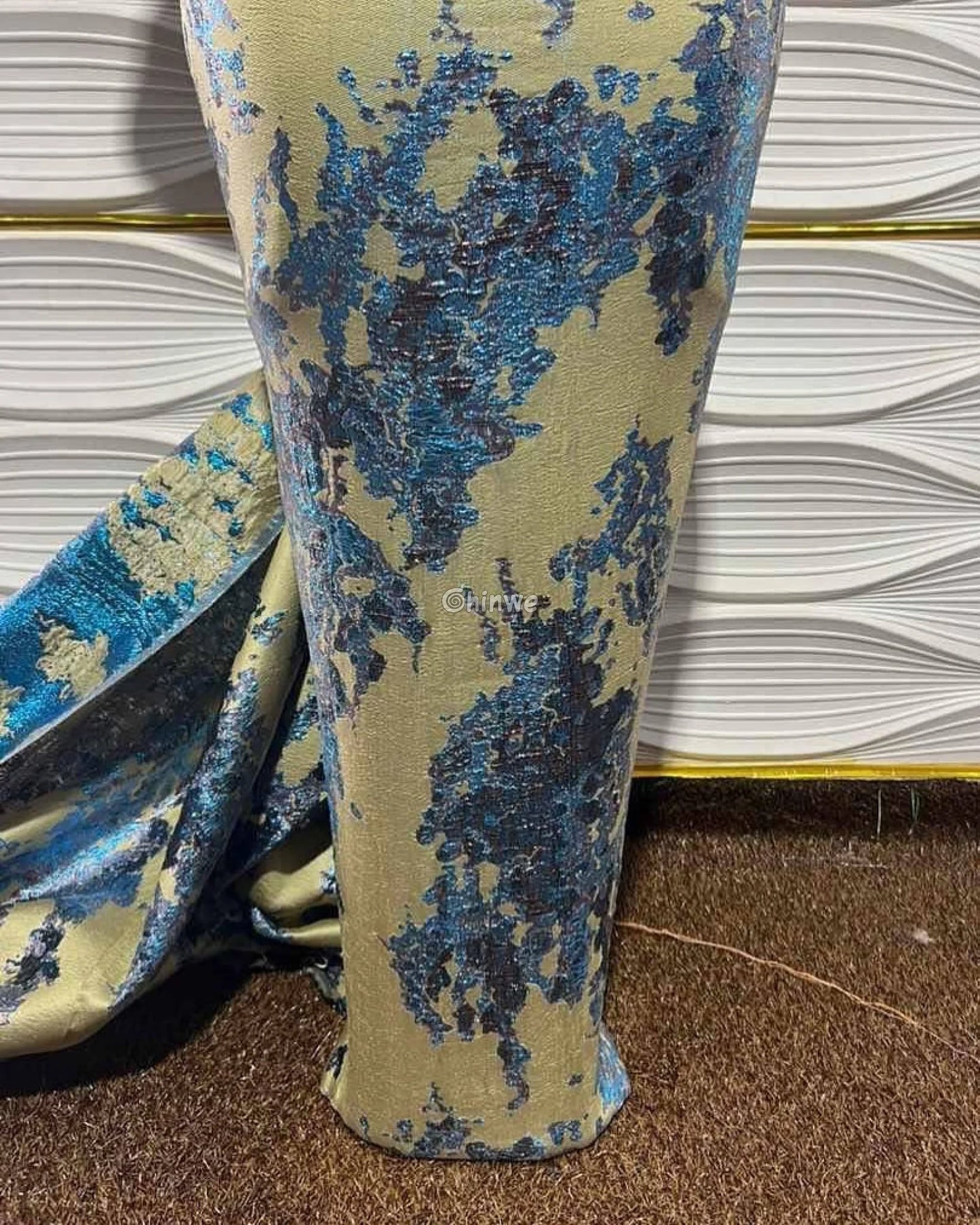Luxurious Jacquard Brocade with Iridescent Foil Accents & Abstract Marbling Motif Jacquard Brocade