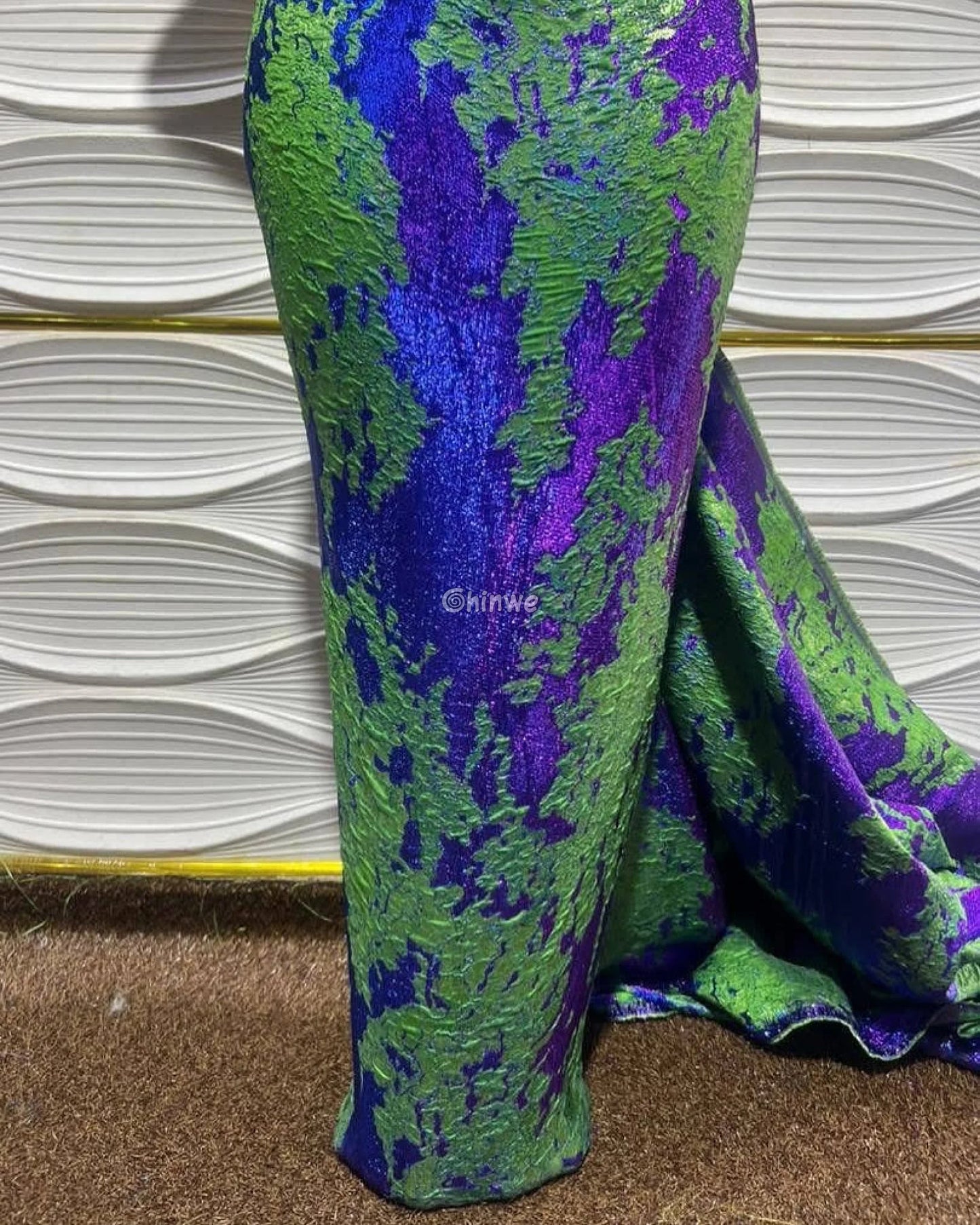 Luxurious Jacquard Brocade with Iridescent Foil Accents & Abstract Marbling Motif Jacquard Brocade