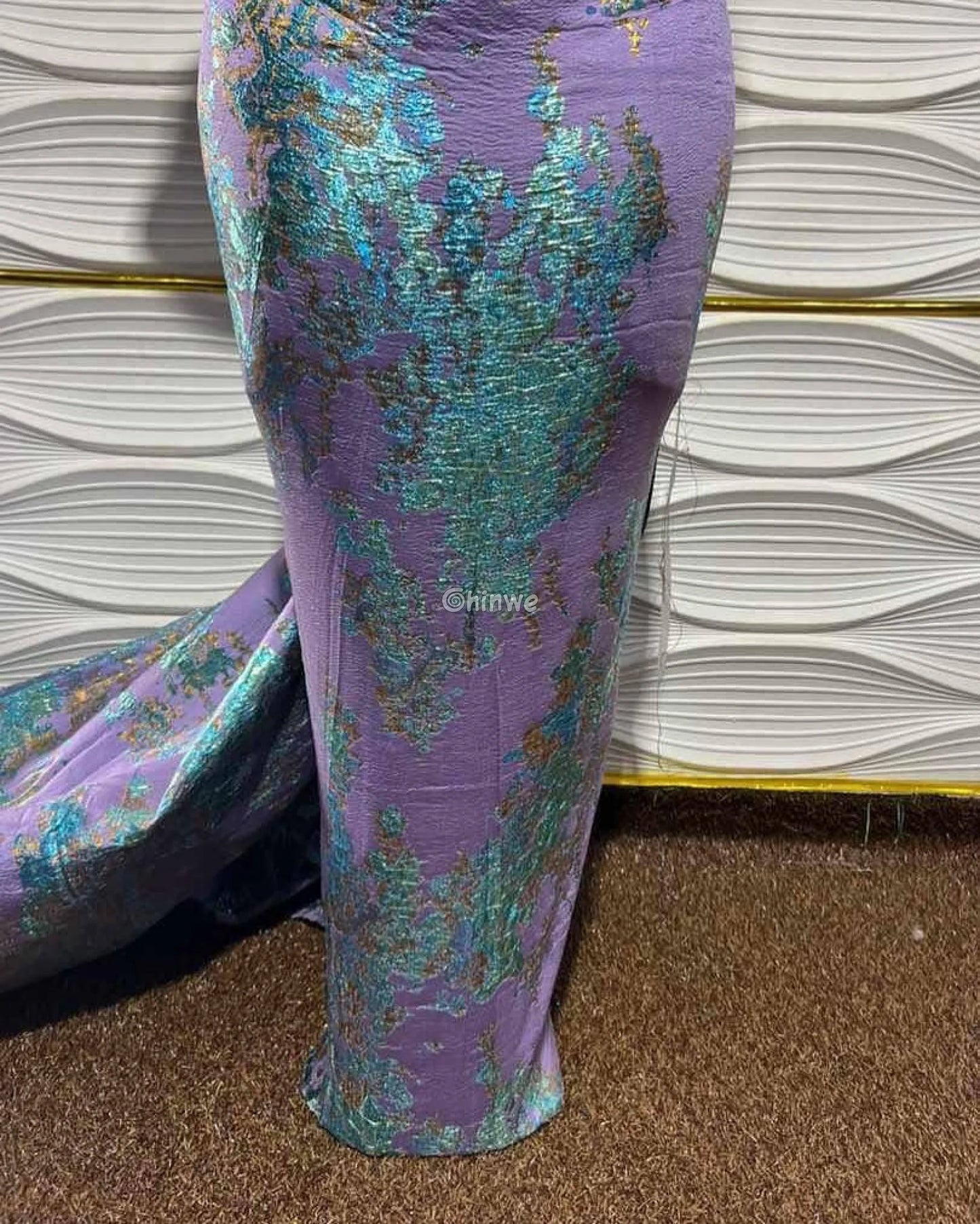 Luxurious Jacquard Brocade with Iridescent Foil Accents & Abstract Marbling Motif Jacquard Brocade