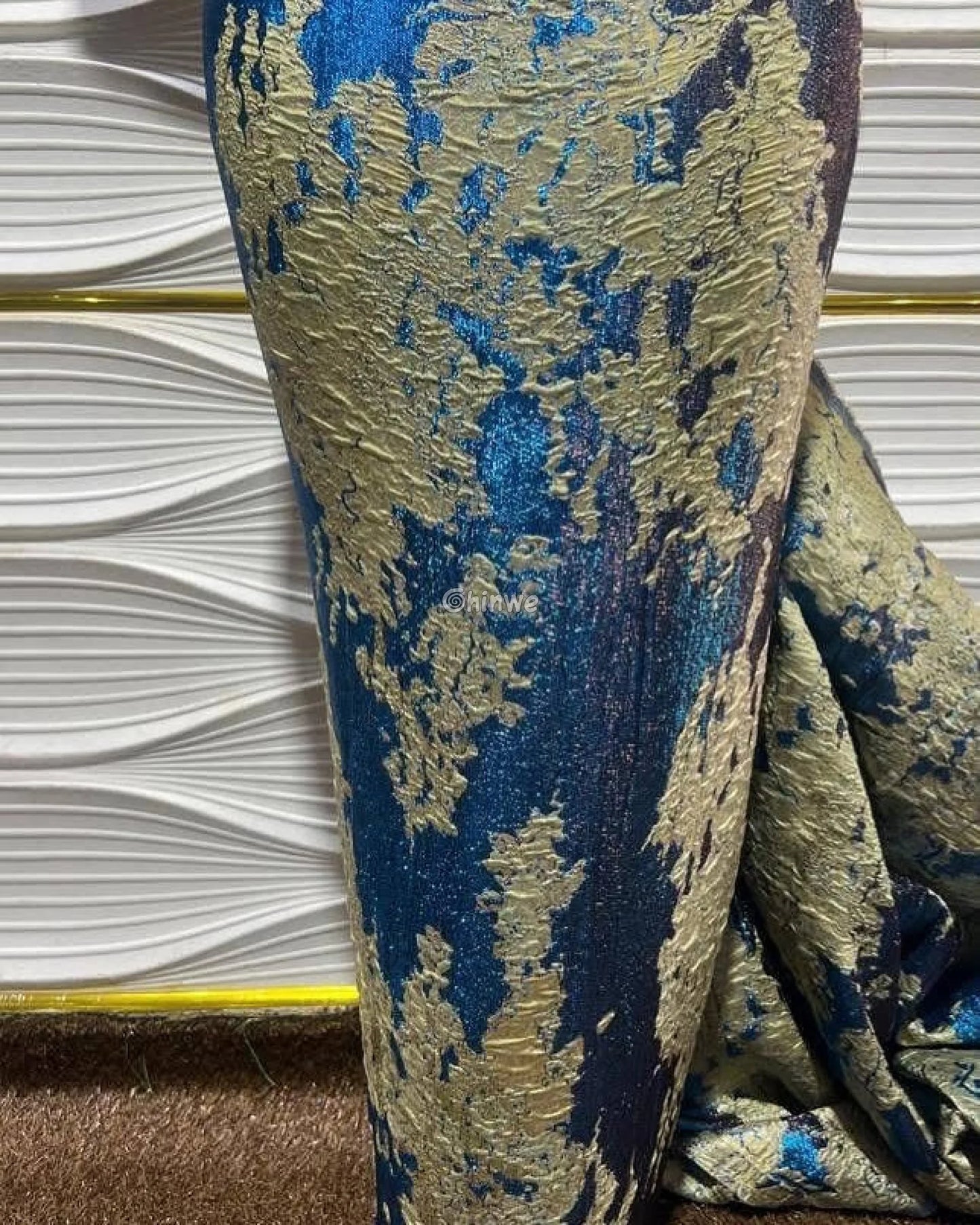 Luxurious Jacquard Brocade with Iridescent Foil Accents & Abstract Marbling Motif Jacquard Brocade