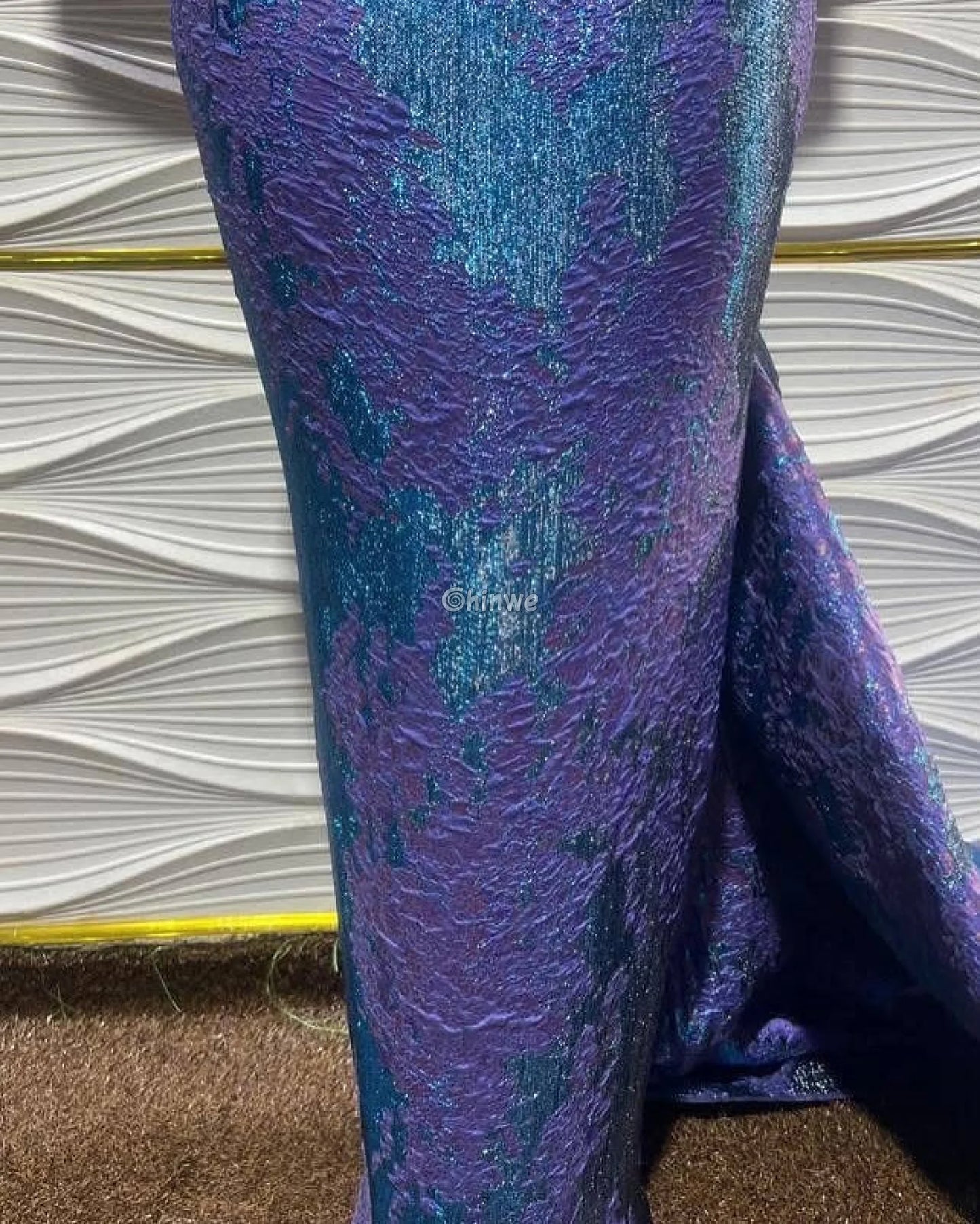 Luxurious Jacquard Brocade with Iridescent Foil Accents & Abstract Marbling Motif Jacquard Brocade